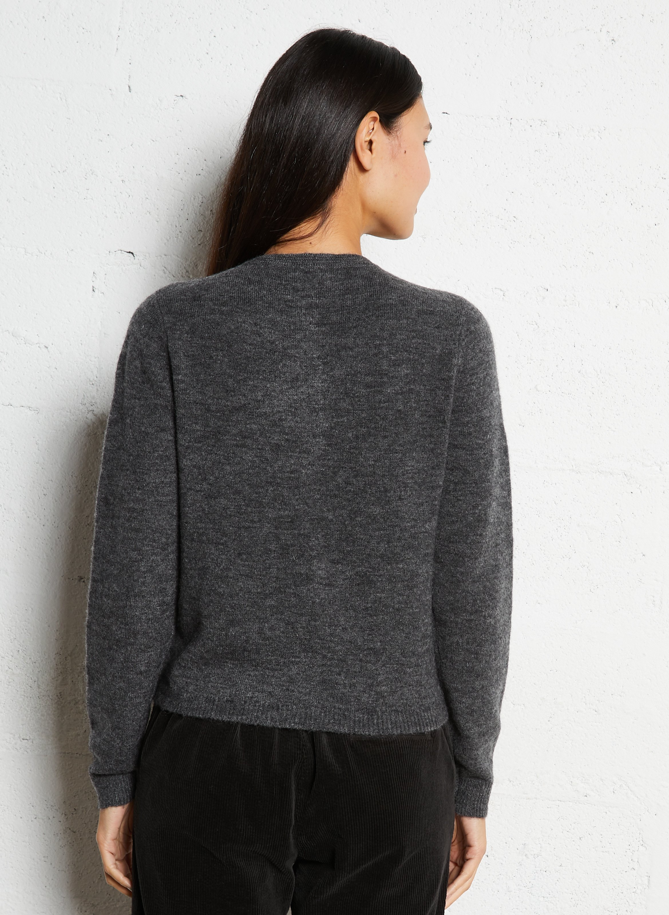 Oversized round neck wool blend vest PETITE MENDIGOTE Black