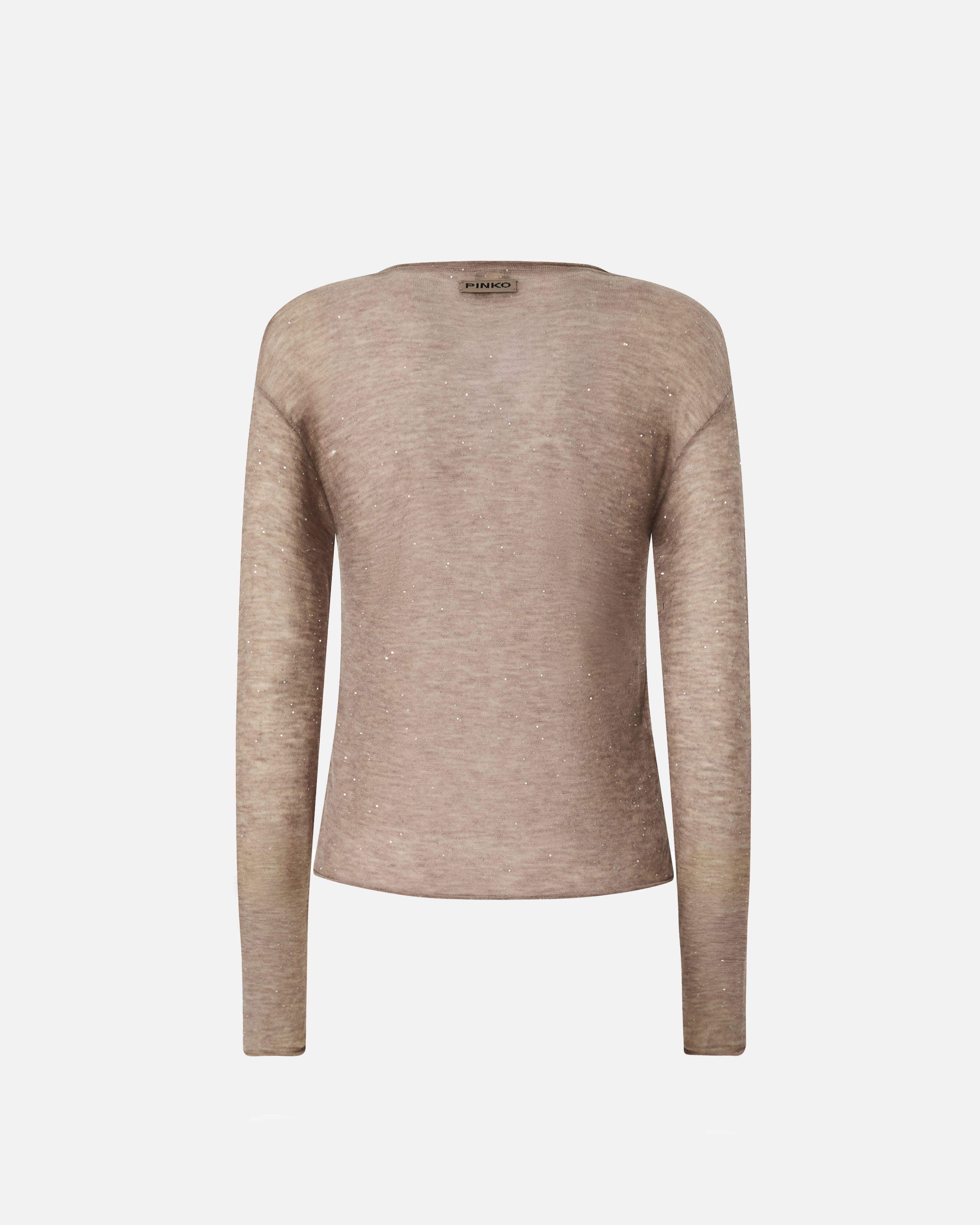 V-neck T-shirt with sequins PINKO Beige