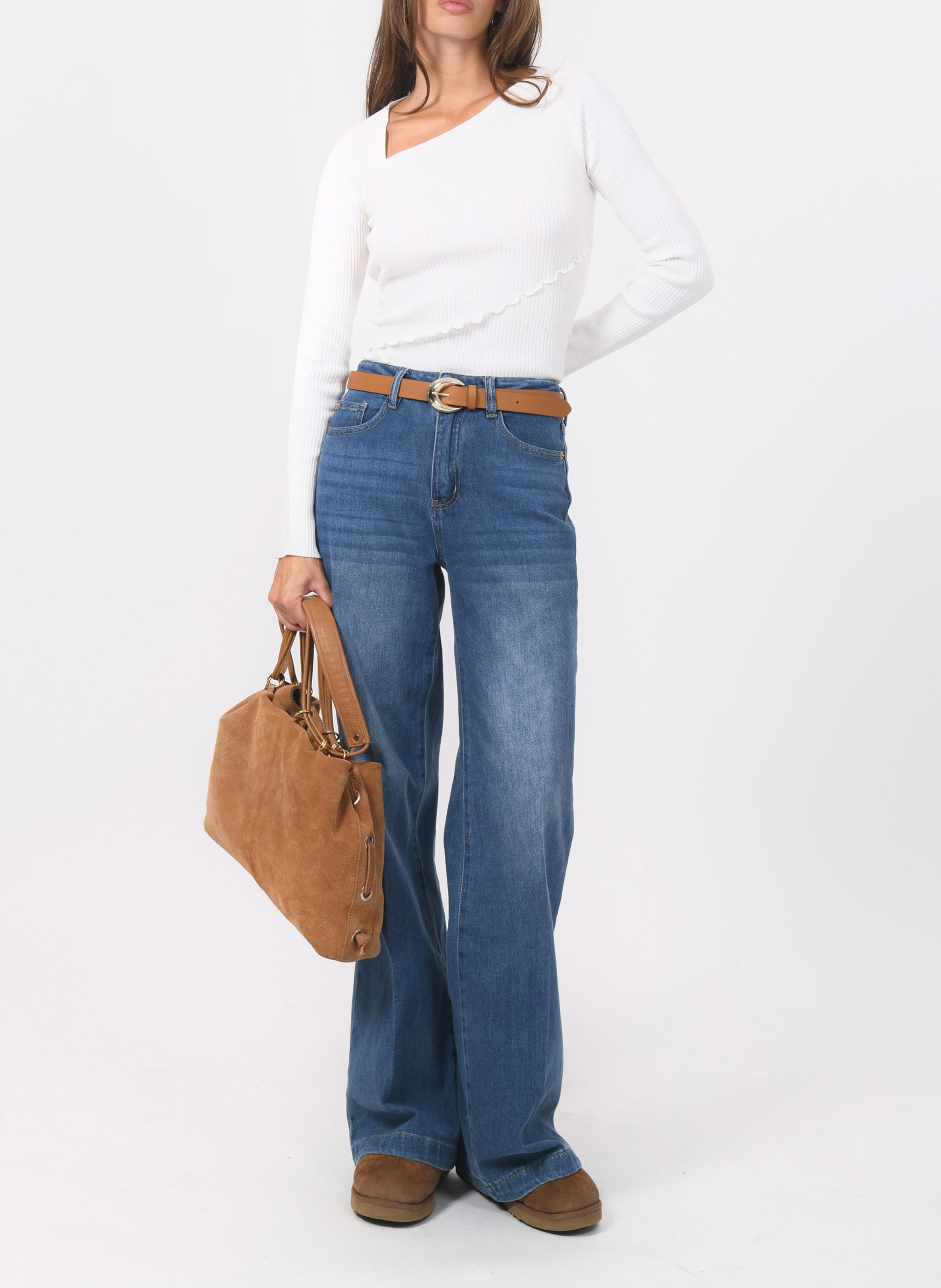 Pullover mit asymmetrischem Kragen KOOKAI Weiss