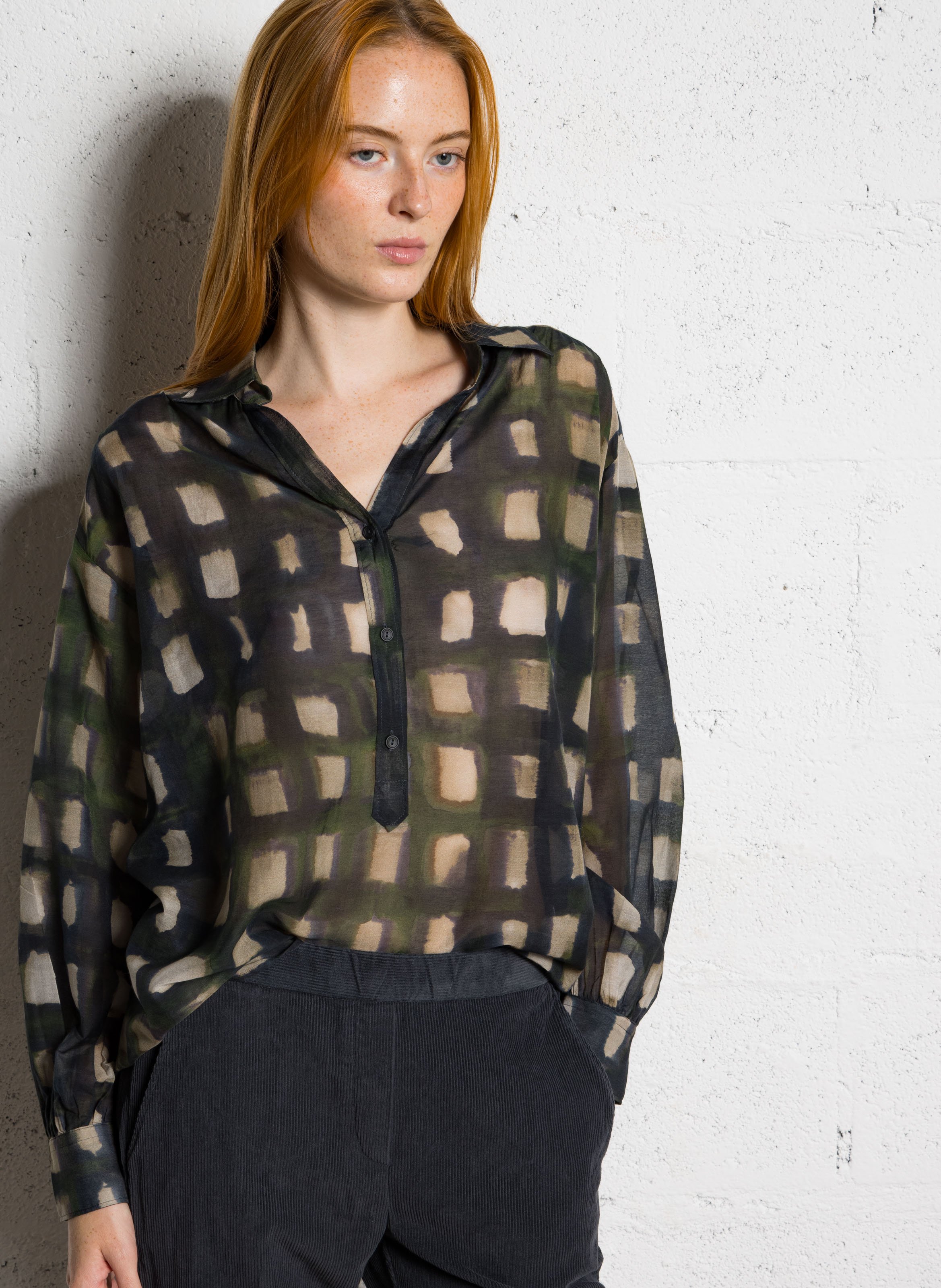 Blouse oversize en coton mélangé DIEGA Beige