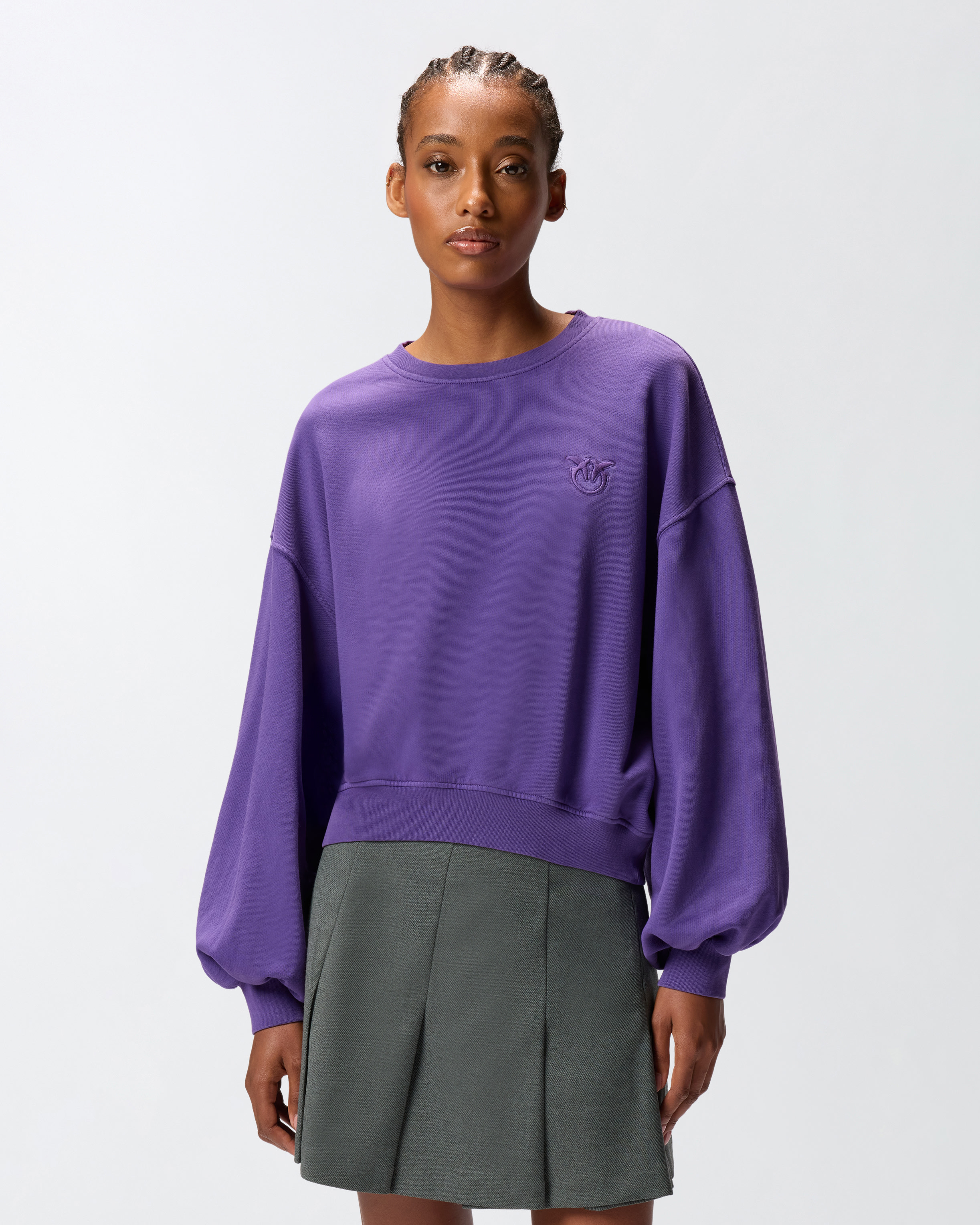 Sweatshirt with love birds embroidery PINKO Purple