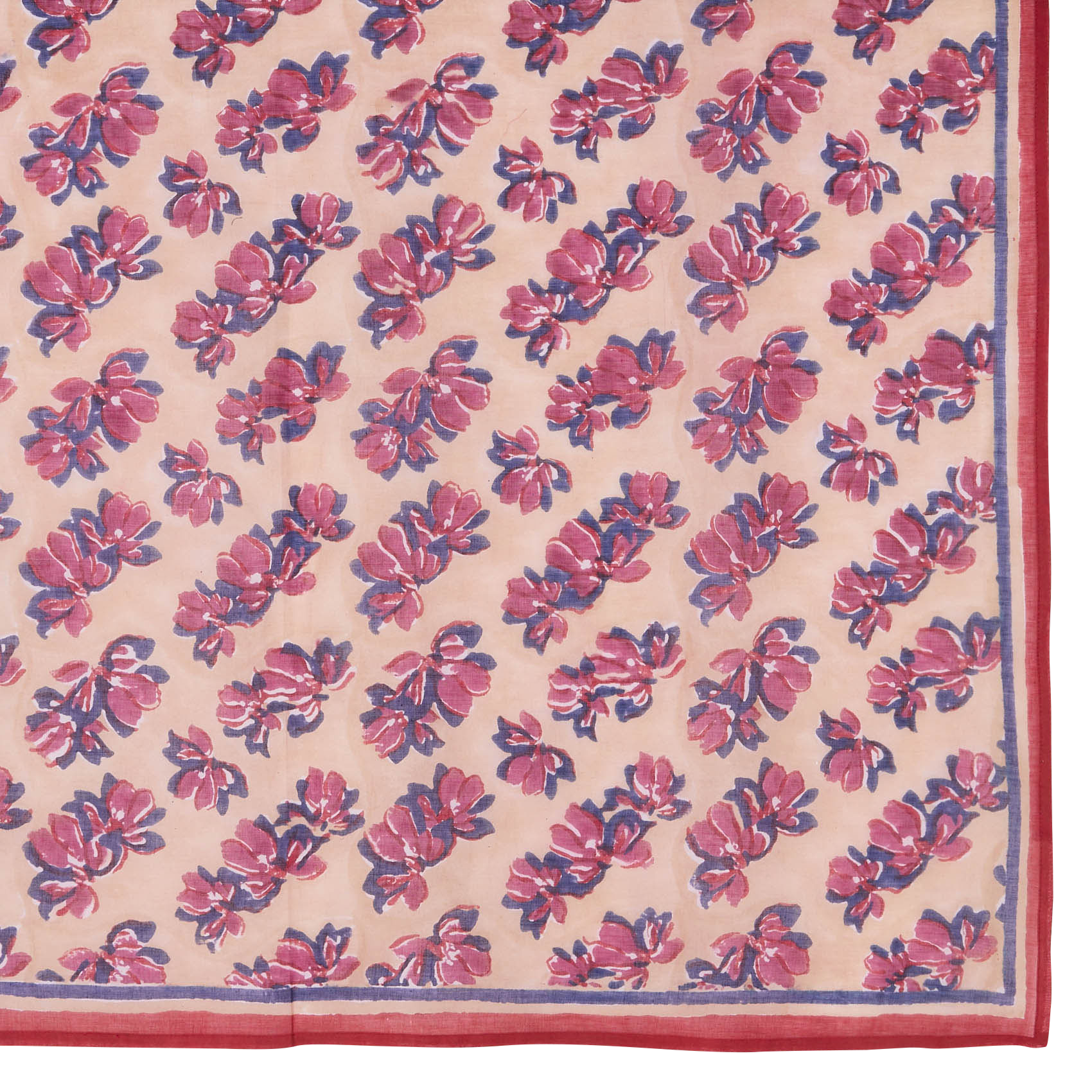 Foulard carré à fleurs en coton APACHES COLLECTIONS Beige