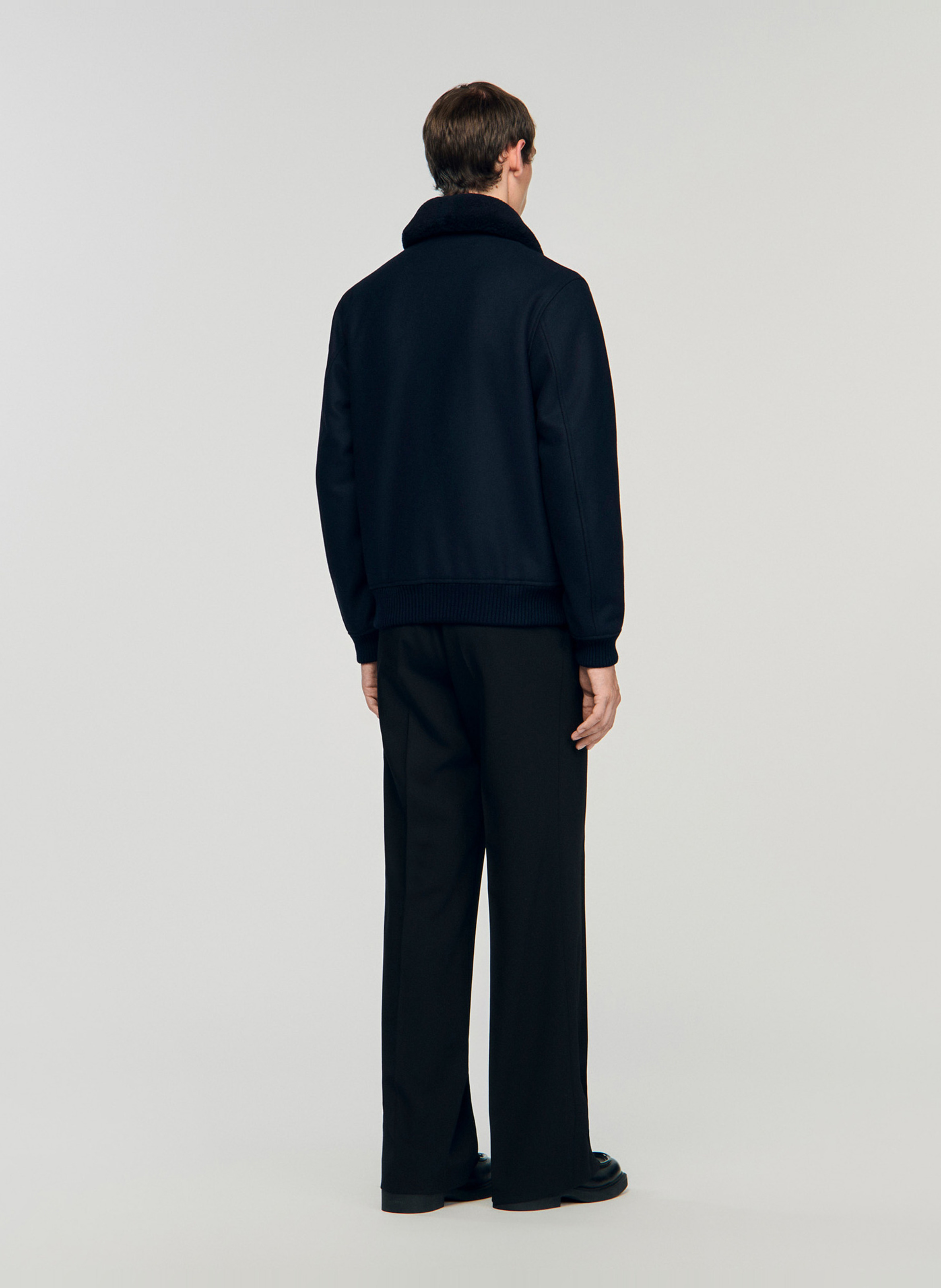 Jas met schapenvacht kraag SANDRO Blauw