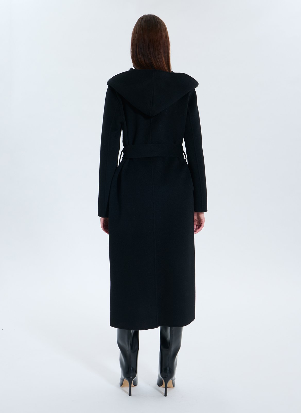 Long wool-blend coat with hood ZAPA Black