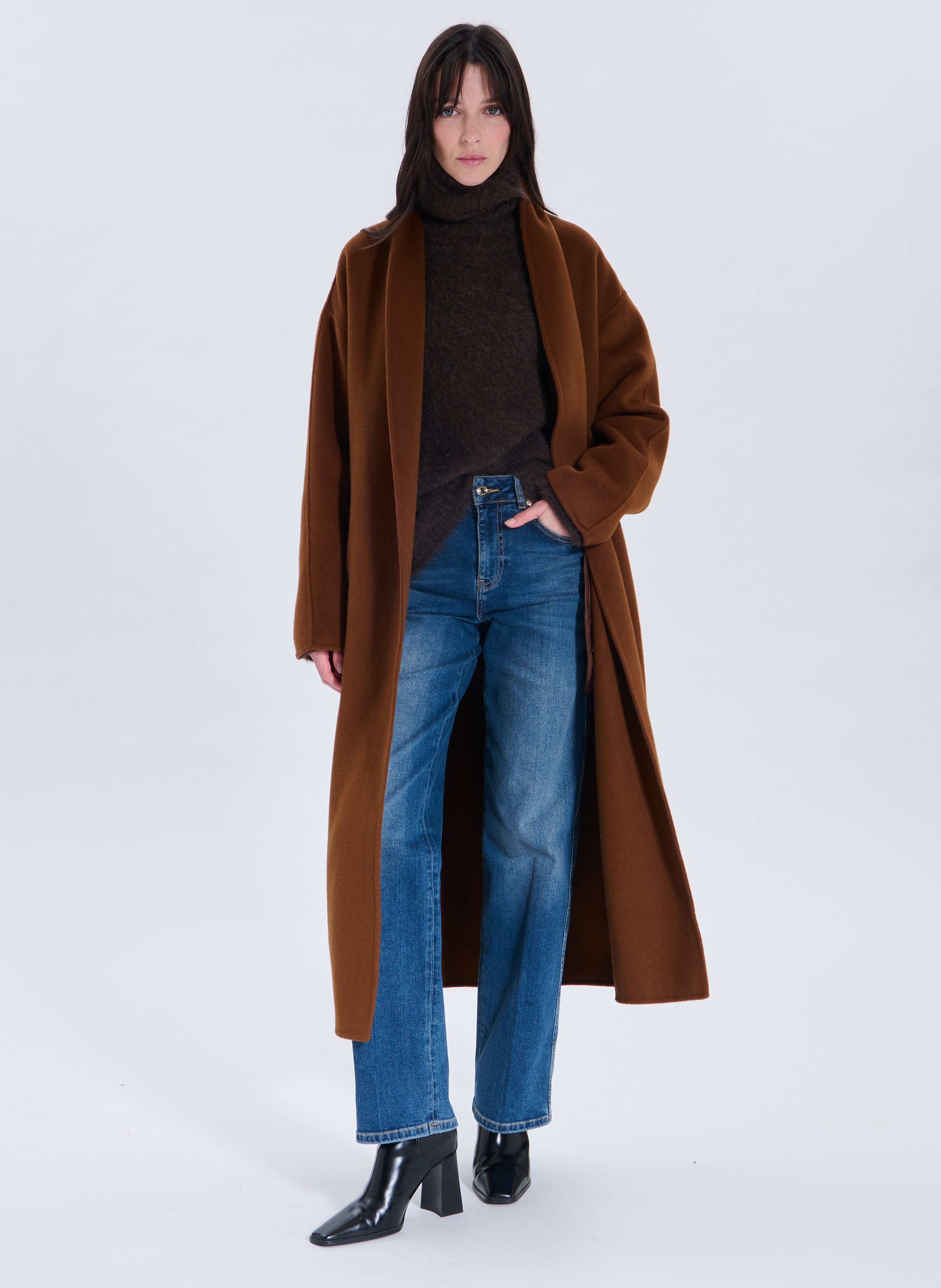 Coat with notched lapel in blended wool ZAPA