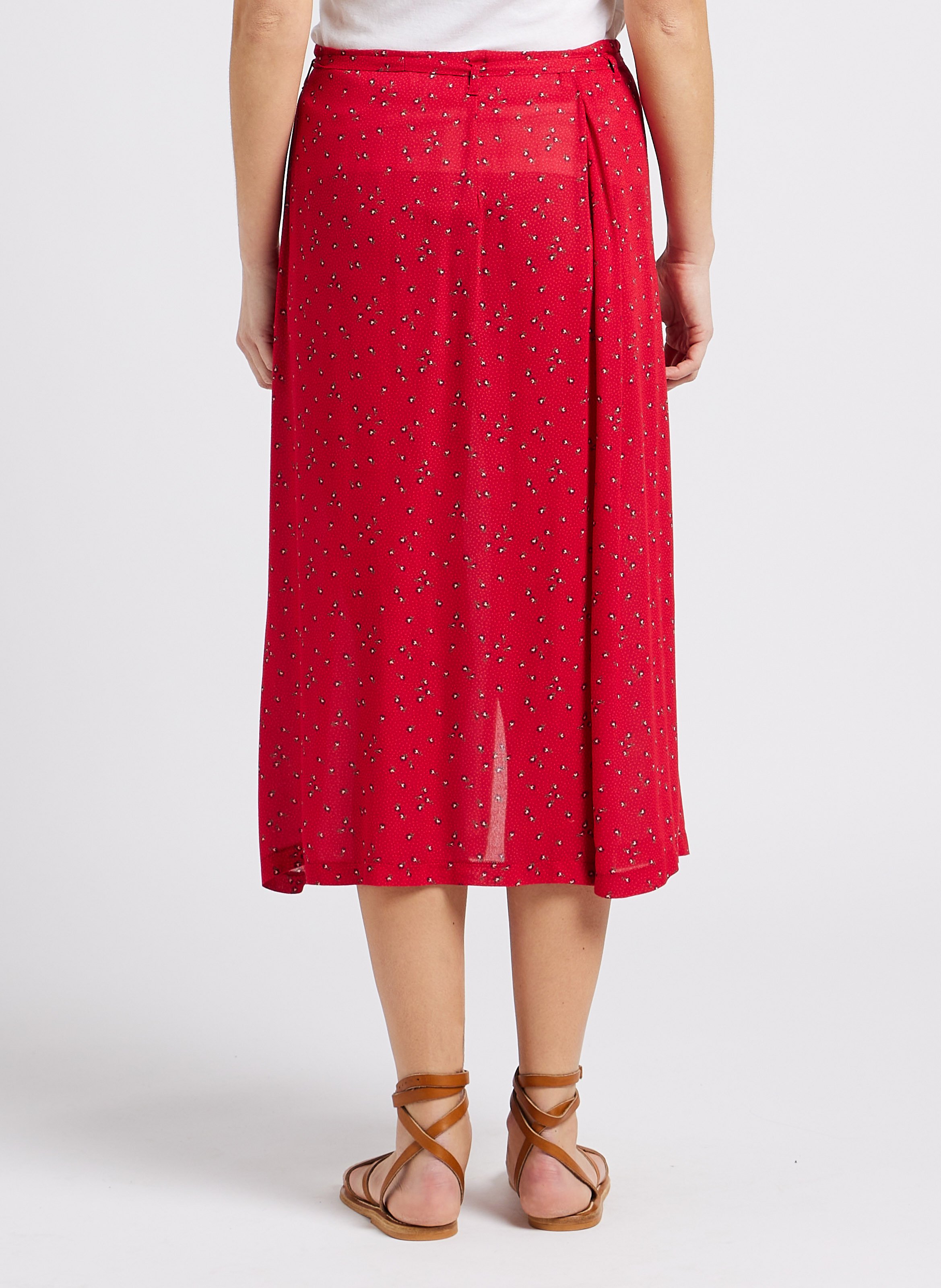 Falda midi recta de flores EMILE ET IDA Rojo