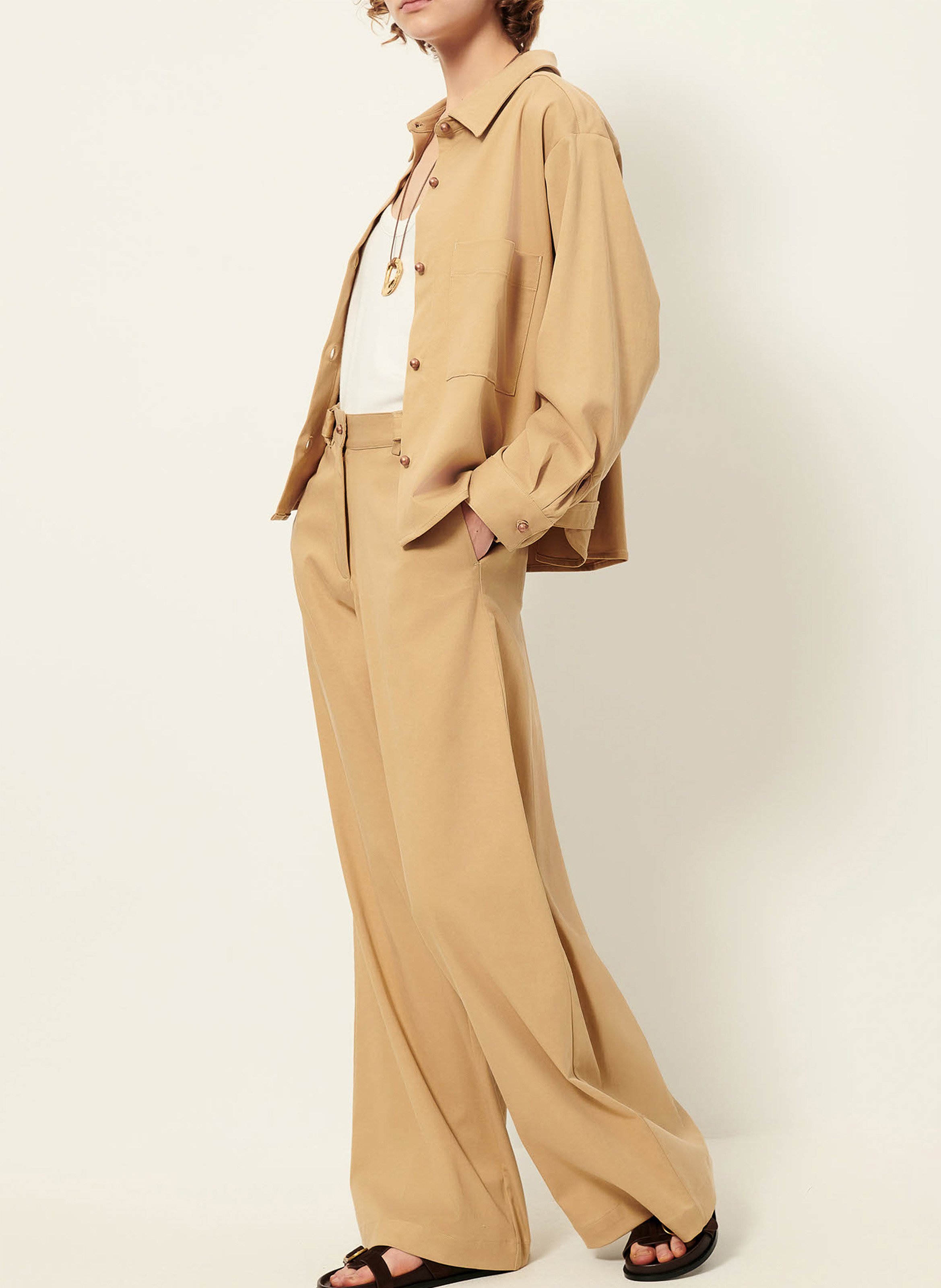 Straight-cut jacket with classic collar SESSUN Beige