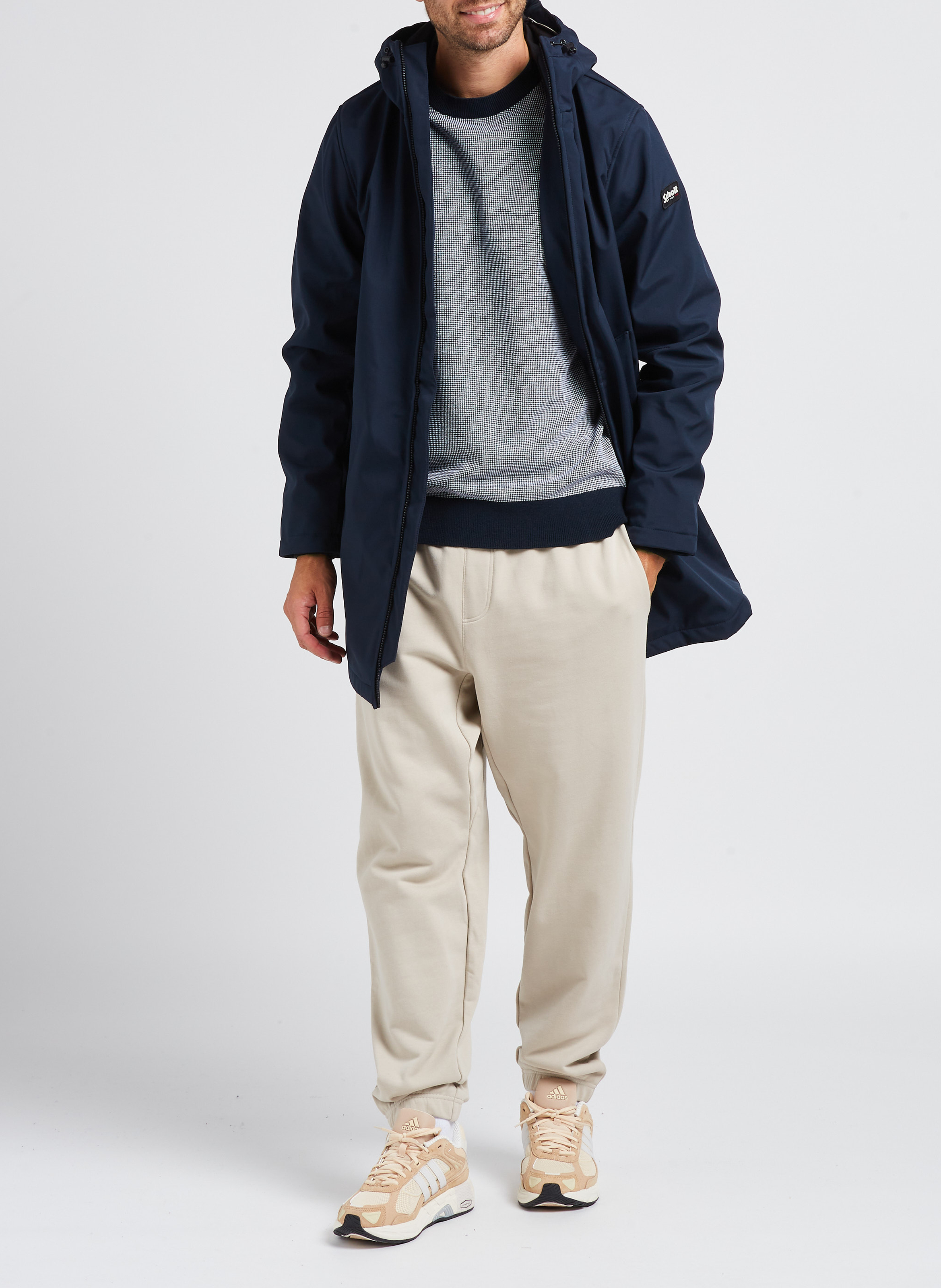 Lang, waterafstotend jack met capuchon SCHOTT Blauw