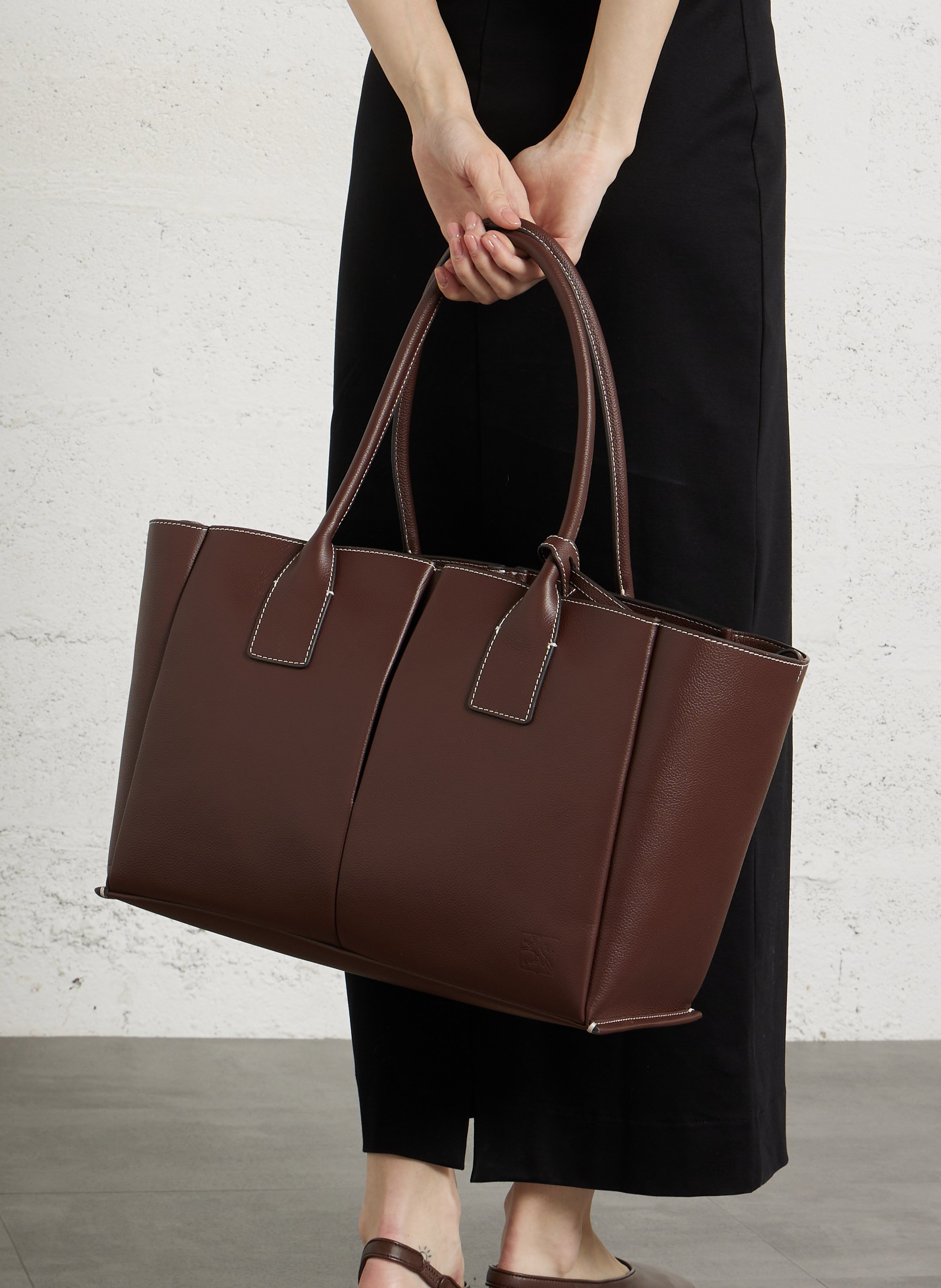 Sac cabas en cuir LE TANNEUR Marron