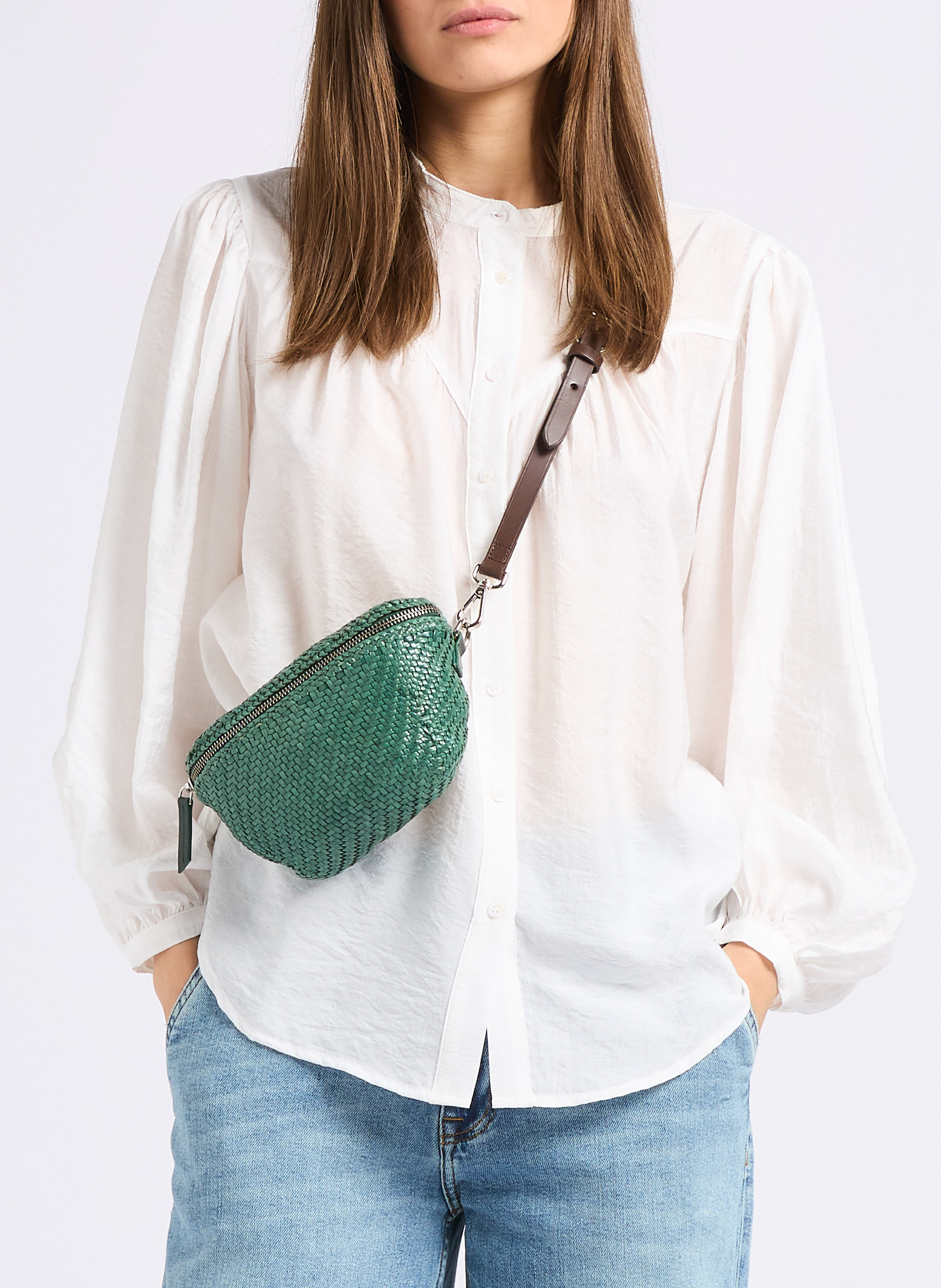 Hüfttasche aus Flechtleder DRAGON DIFFUSION Grun