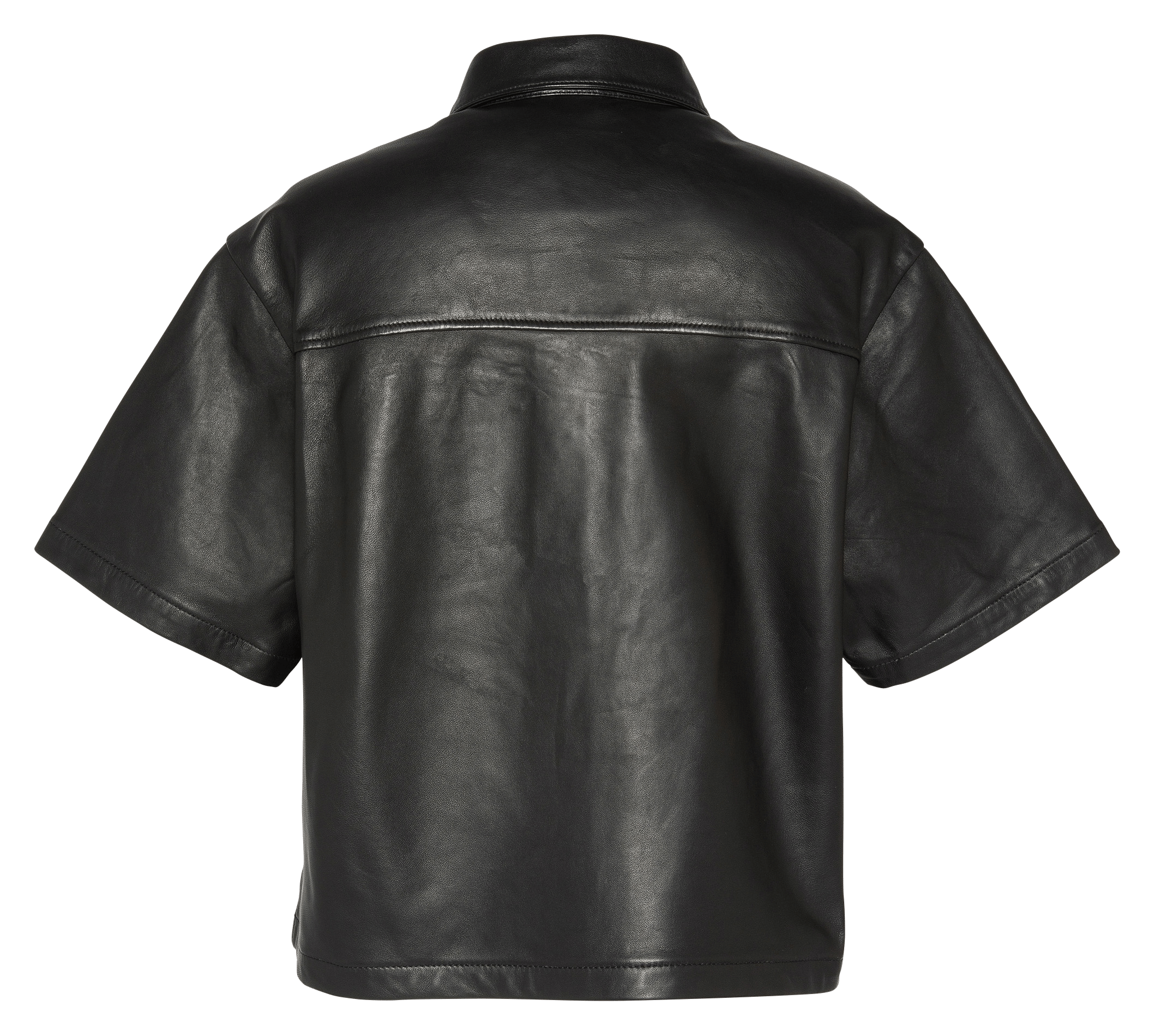 Kurzarm-Lederhemd SCHOTT Schwarz