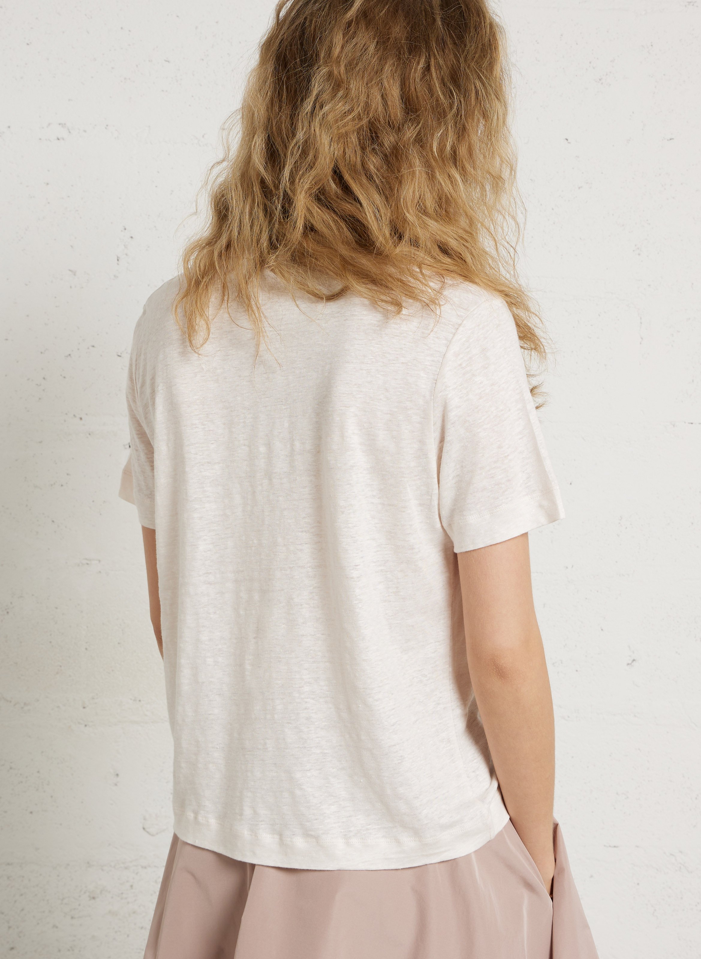 Polo manches courtes en lin mélangé MAJESTIC FILATURES Beige