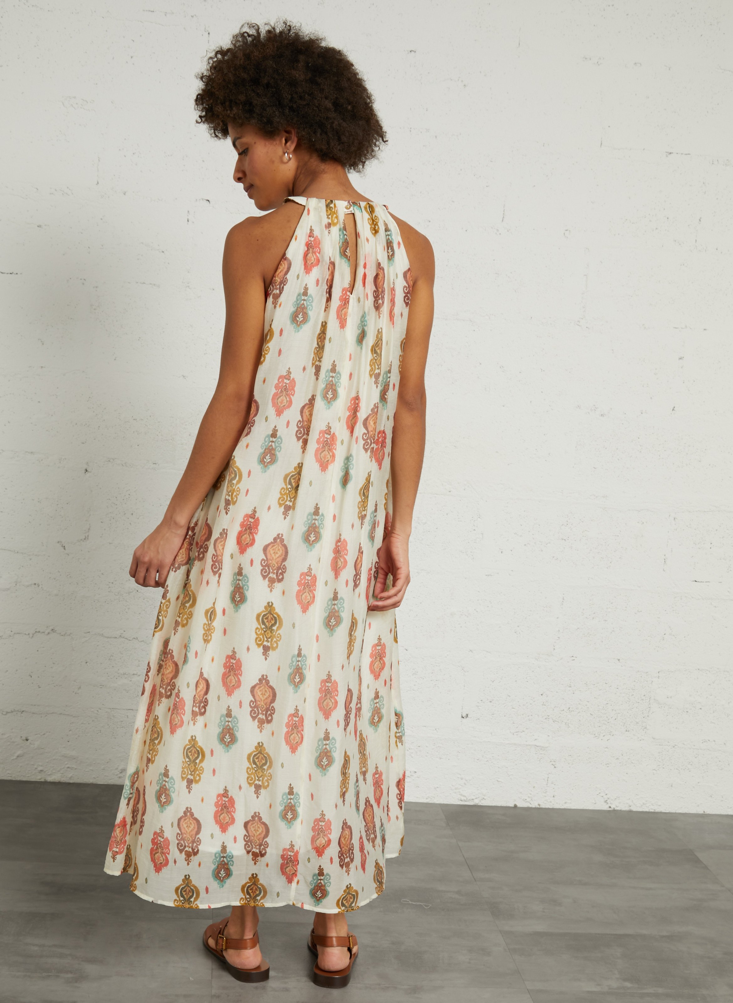 Long printed round-neck dress THE KORNER Multicolored