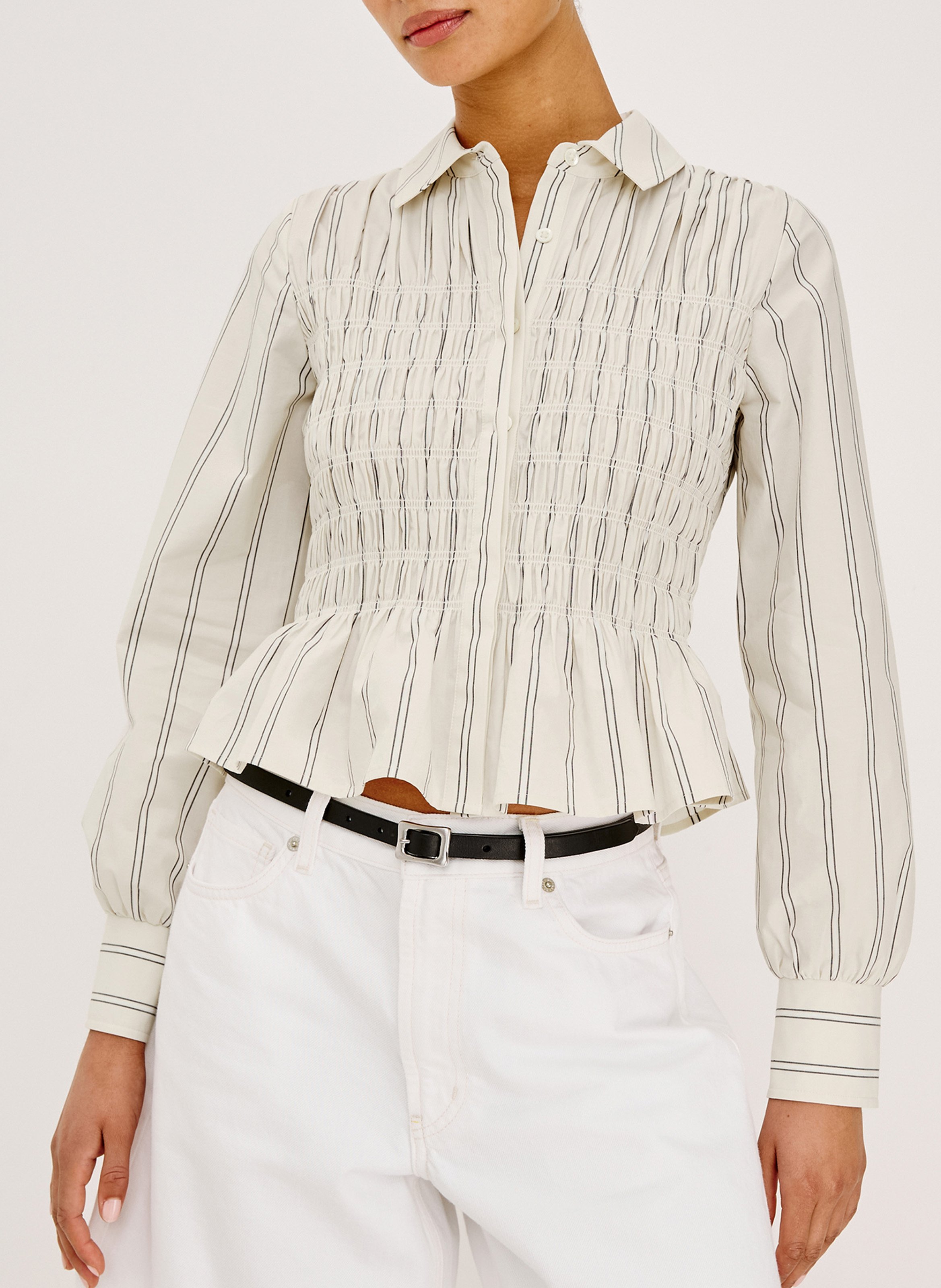 Taillierte Hemdbluse mit klassischem Kragen aus gestreifter Baumwolle RAILS Mehrfarbig