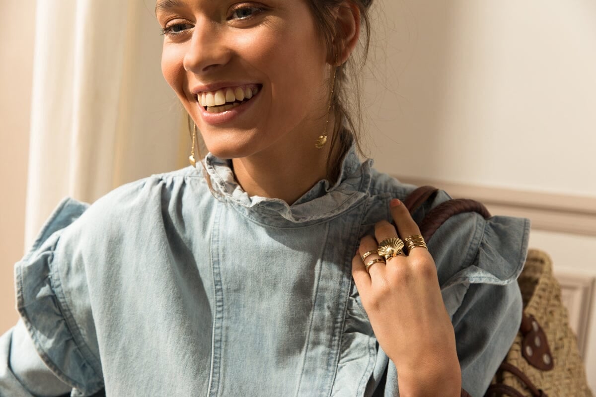 Maxi gold-plated seashell ring MONSIEUR SIMONE Golden