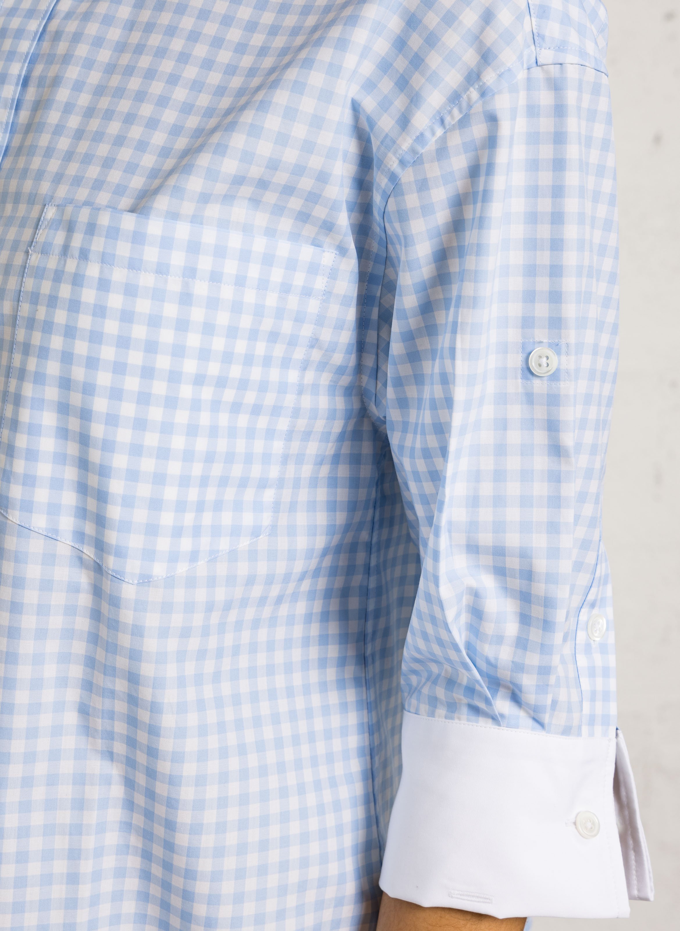 Oversized printed cotton shirt with classic collar LAURENCE BRAS Blue