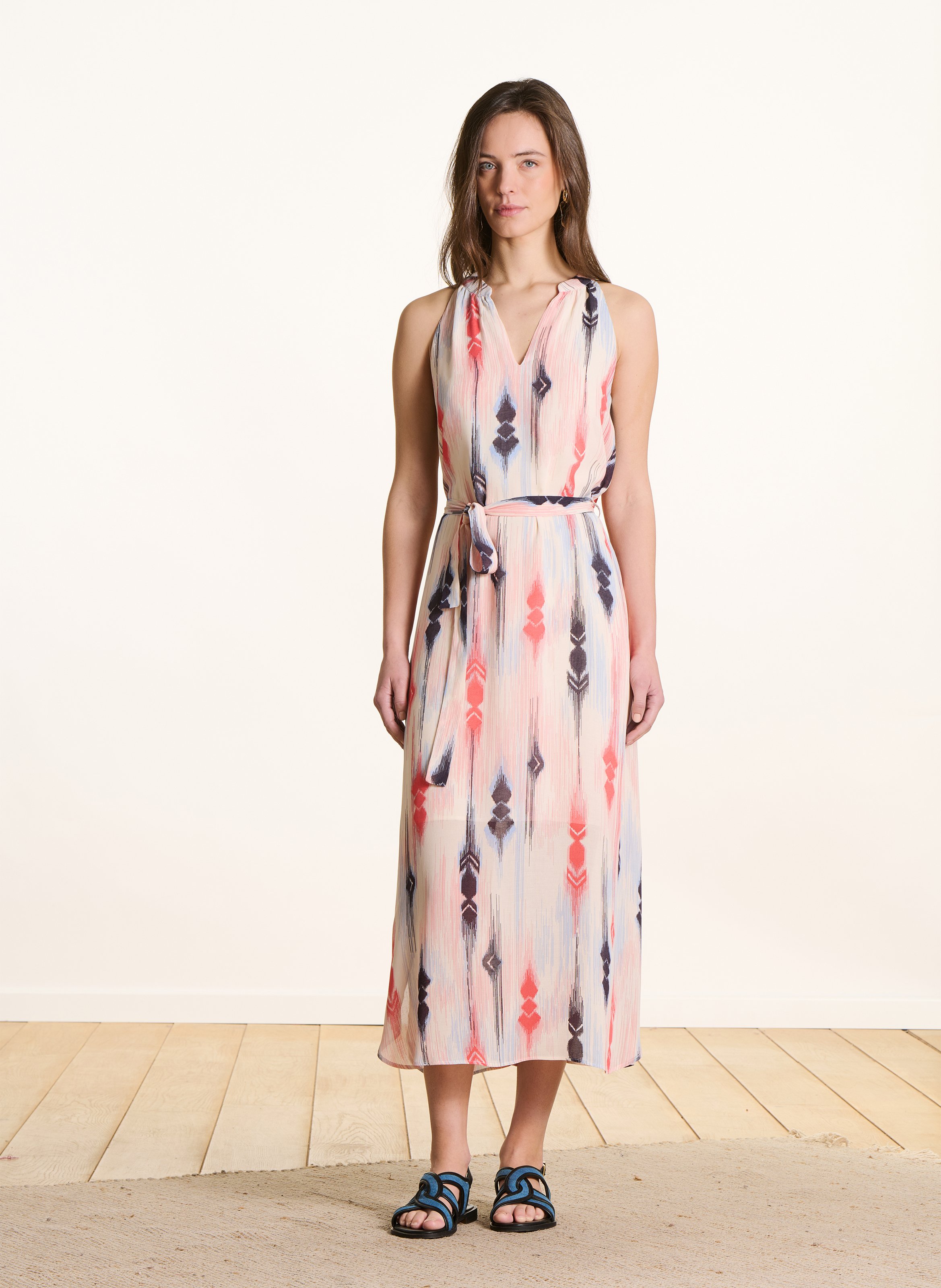 Robe longue col V  LA FEE MARABOUTEE Multicolore