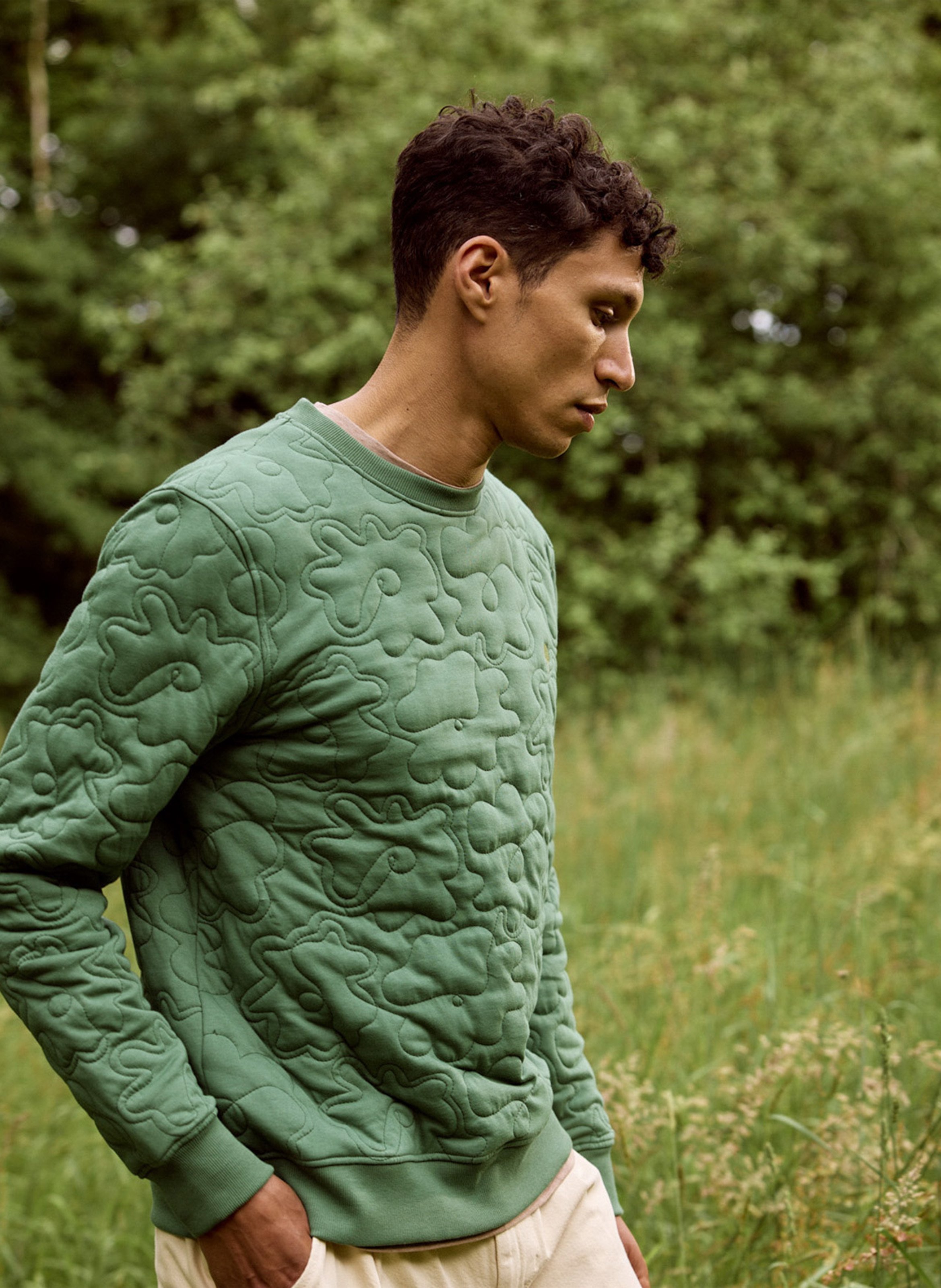 Straight-cut cotton-blend sweater with round neck FAGUO Blue