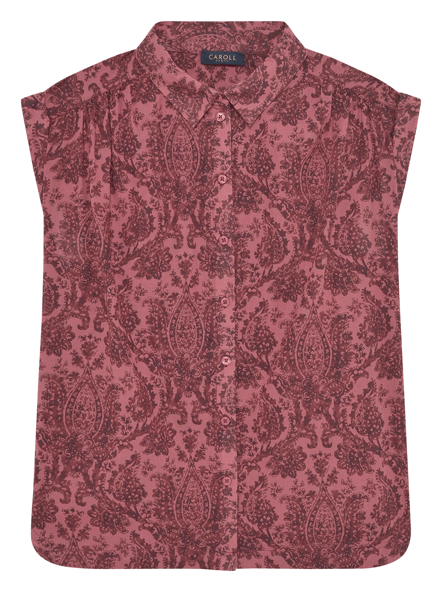 Chemise droite col classique en coton imprimé CAROLL Rouge