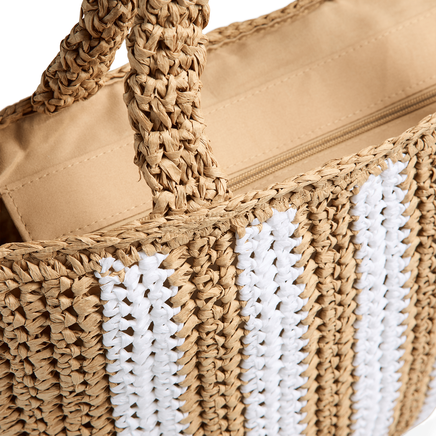 Gestreepte strooien shopperbag PIECES Groen