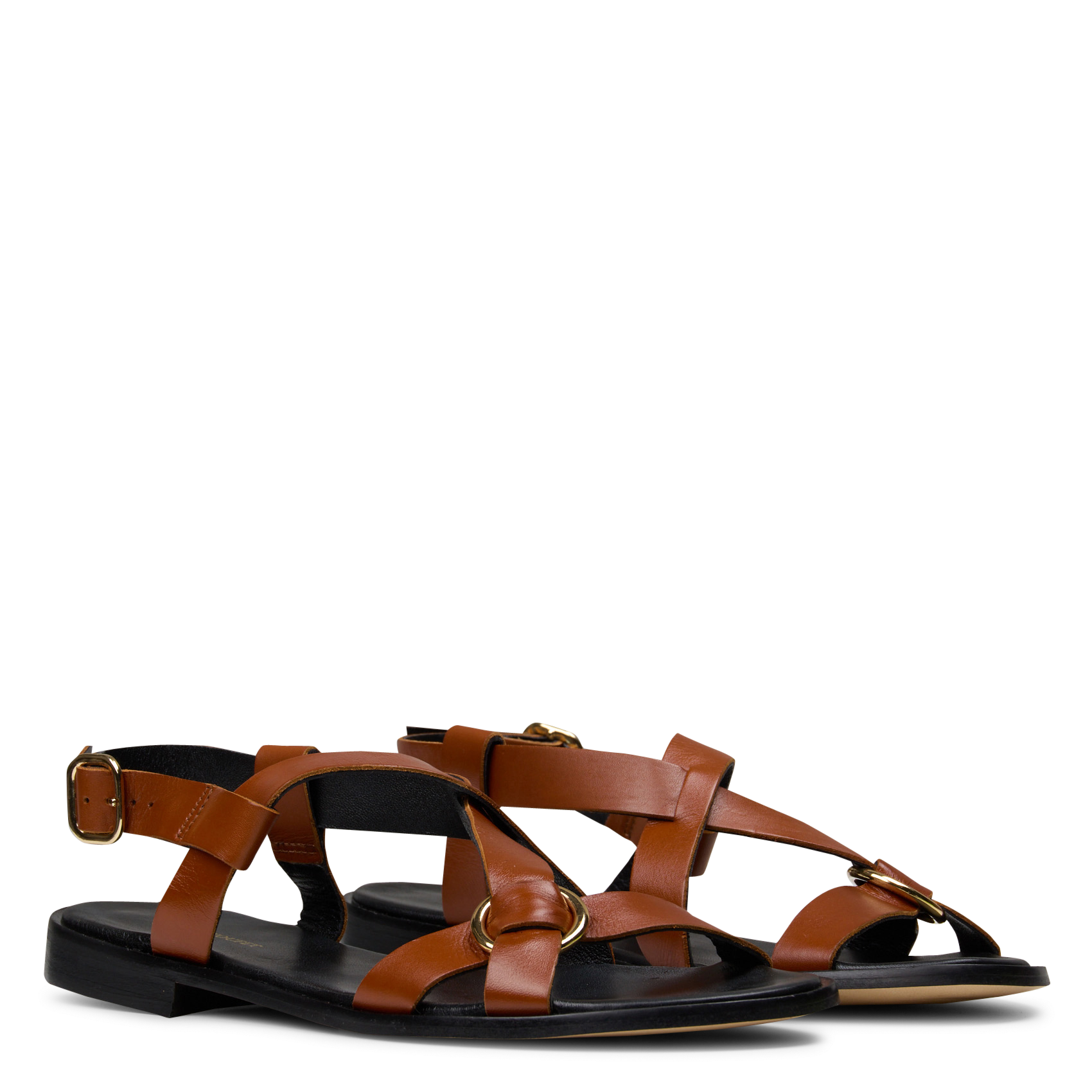 Flache Ledersandalen in Uni-Farben MAISON TOUFET Braun