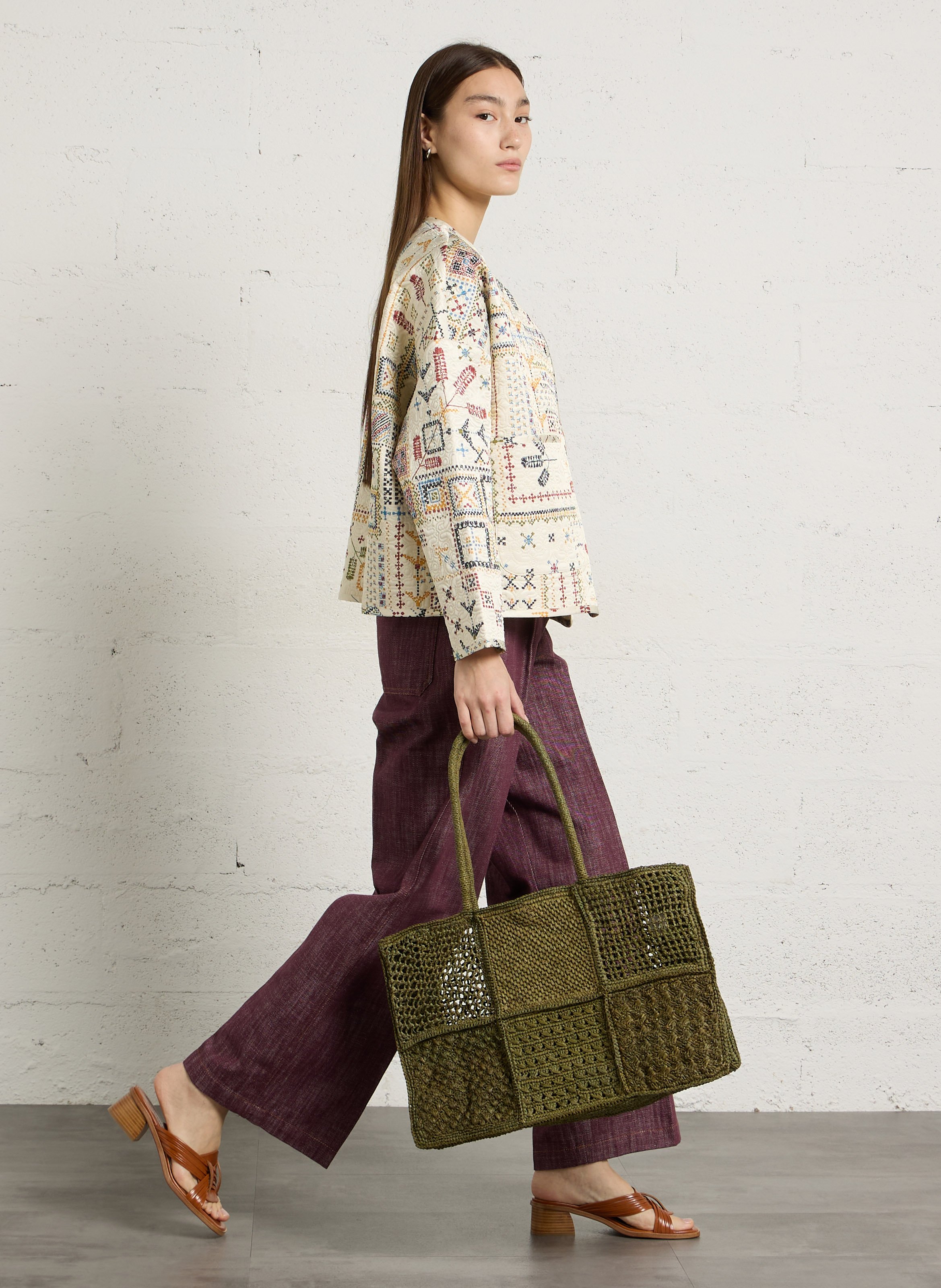 Raffia tote bag CAMALYA Khaki