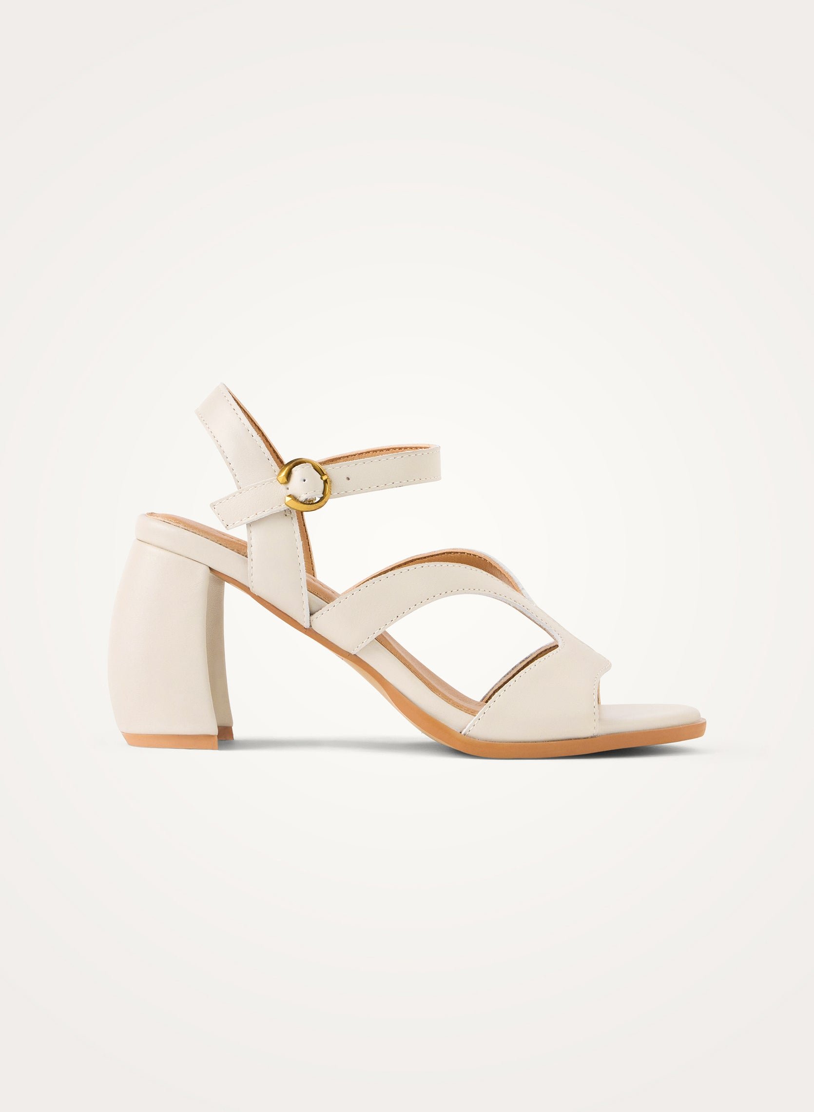 Leather sandals with ankle strap and demi-lune heel. VANESSA WU
