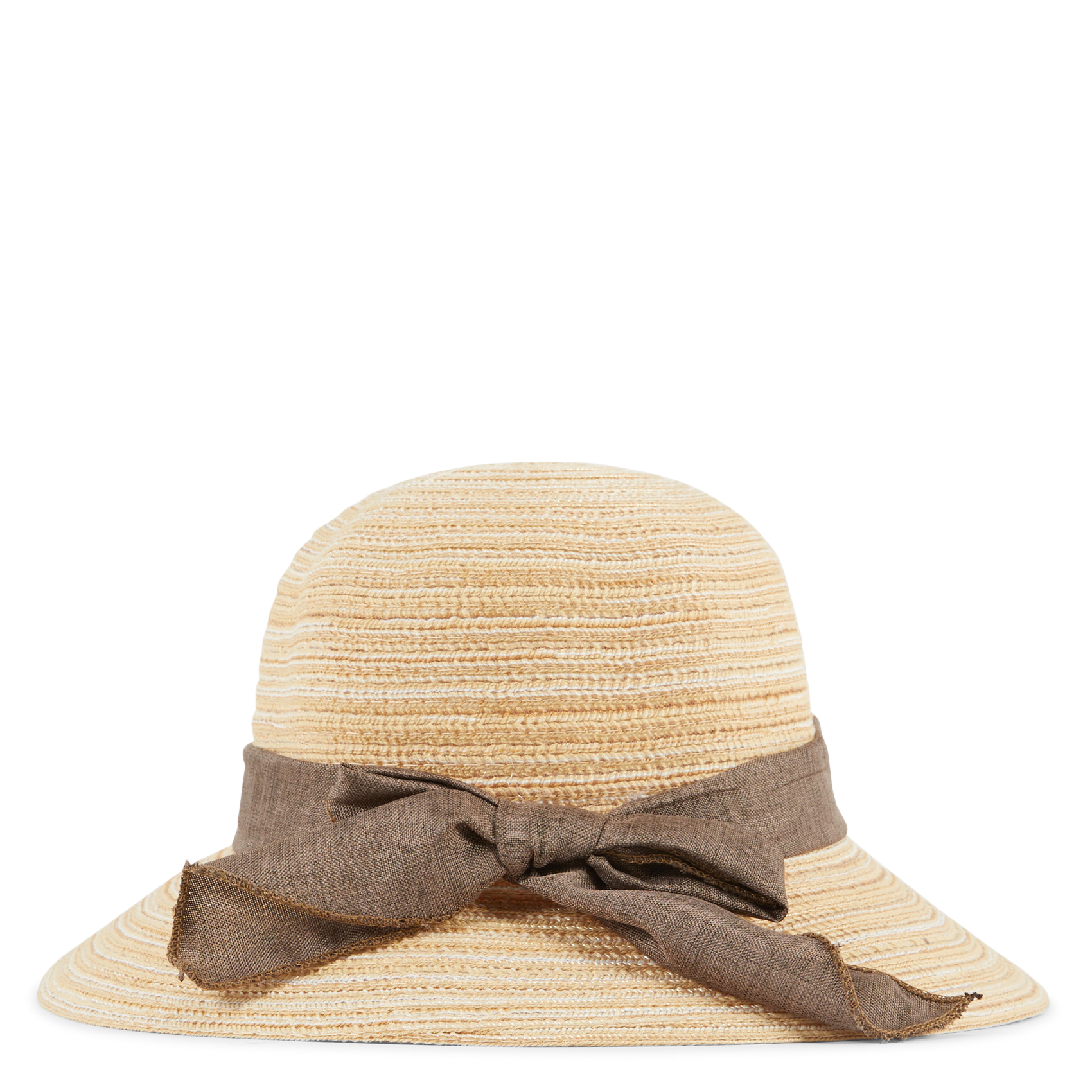 Kleine gestreepte hoed met lint AU PRINTEMPS PARIS Beige