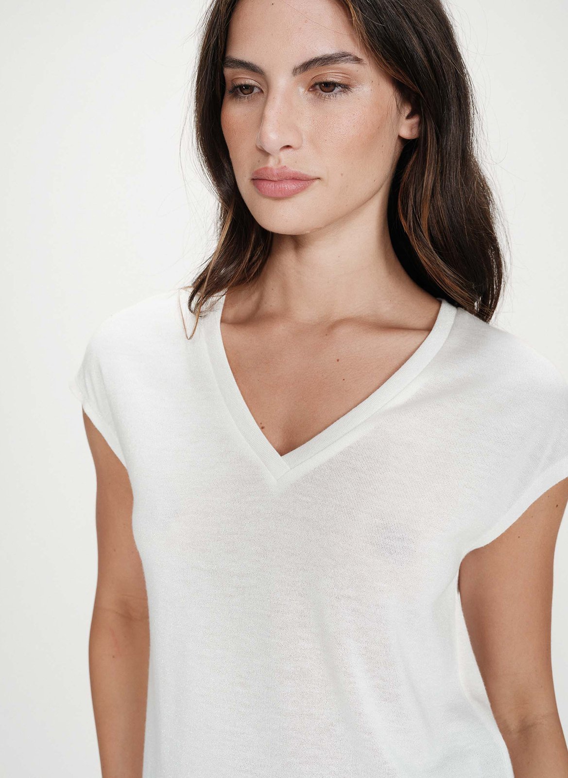 Crepe V-neck top GRACE ET MILA White