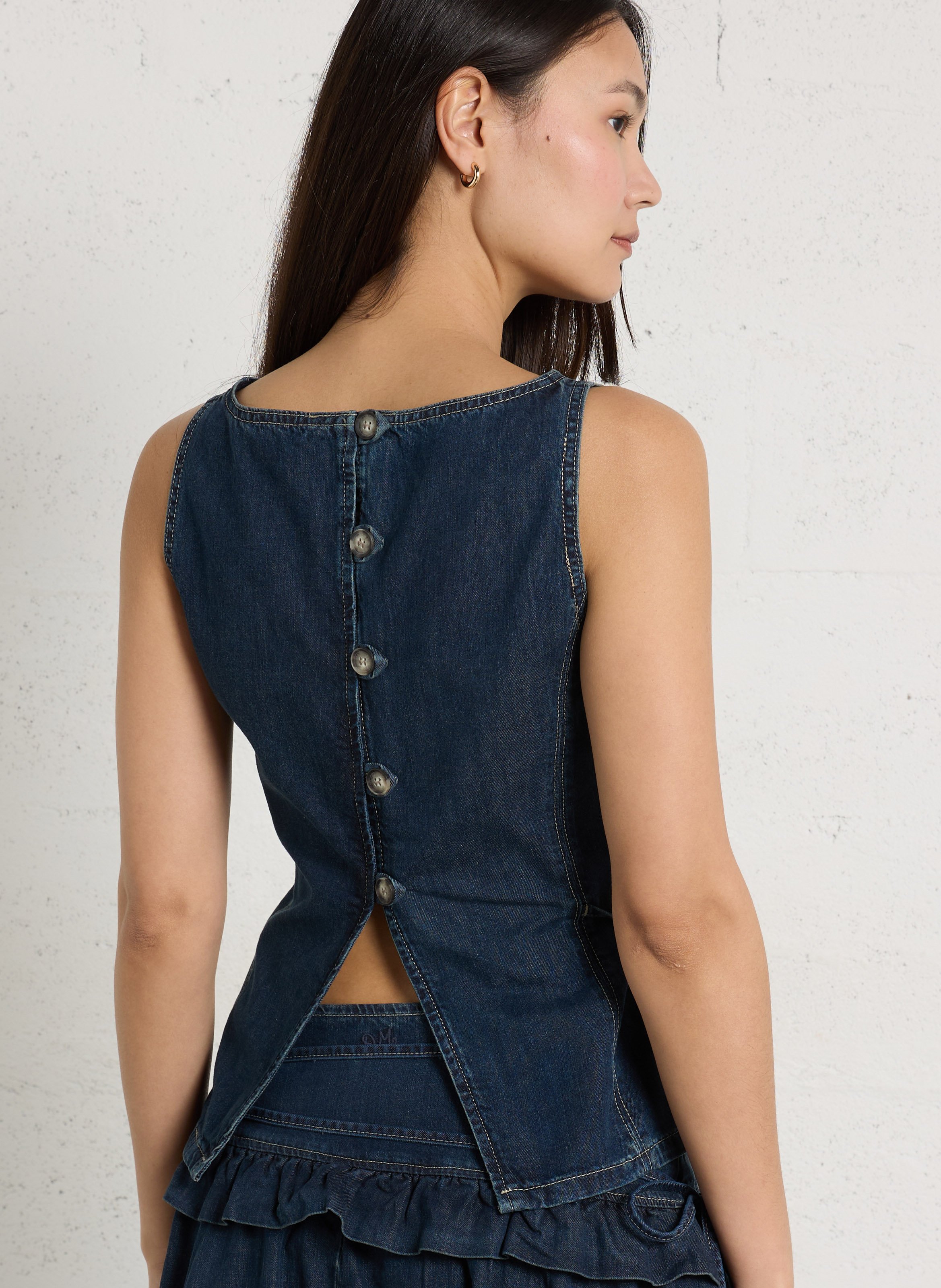 Ärmellose Jeansbluse mit Knopfleiste DAMSON MADDER Blau