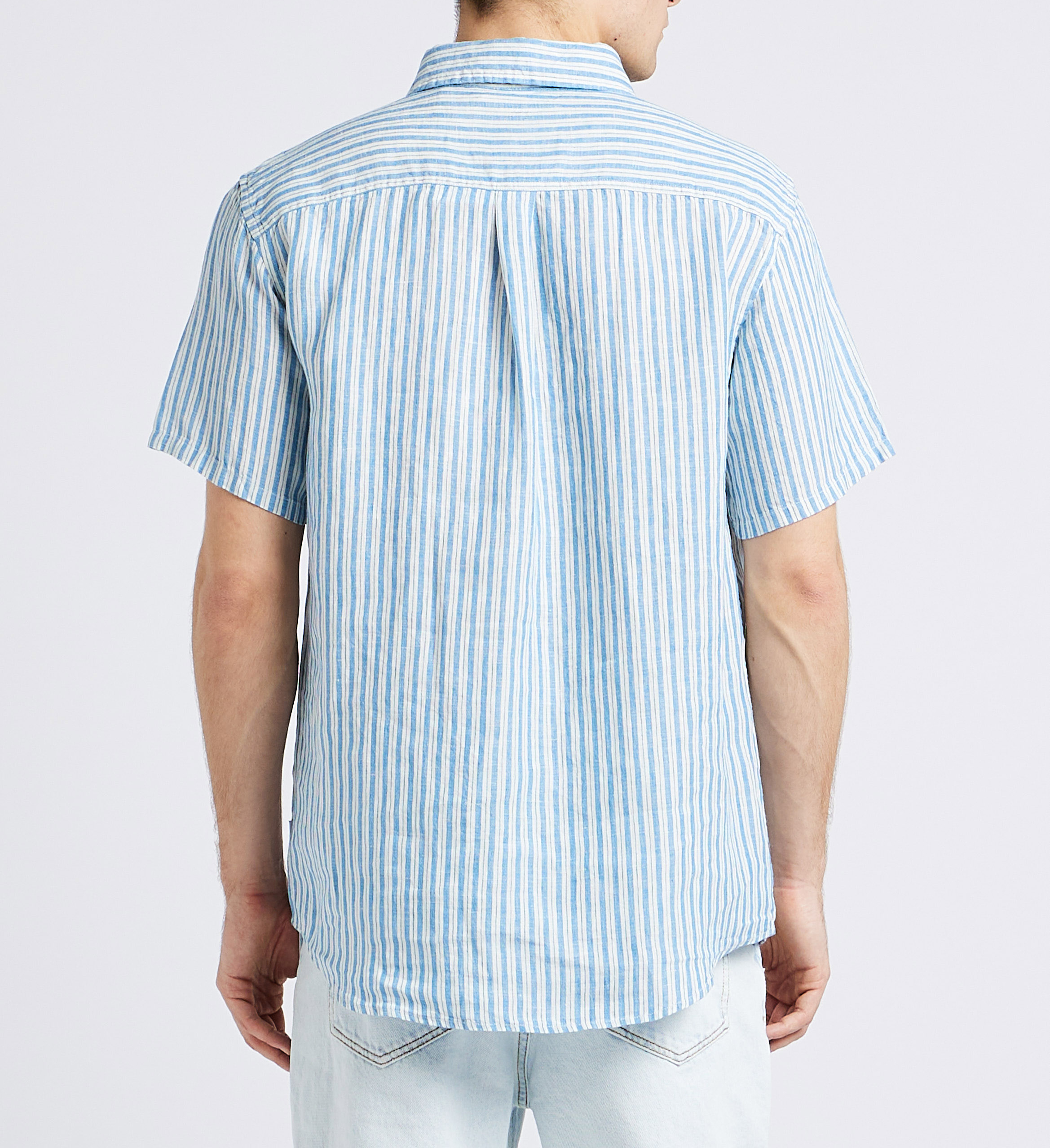 Regular-fit striped linen shirt LES DEUX Blue
