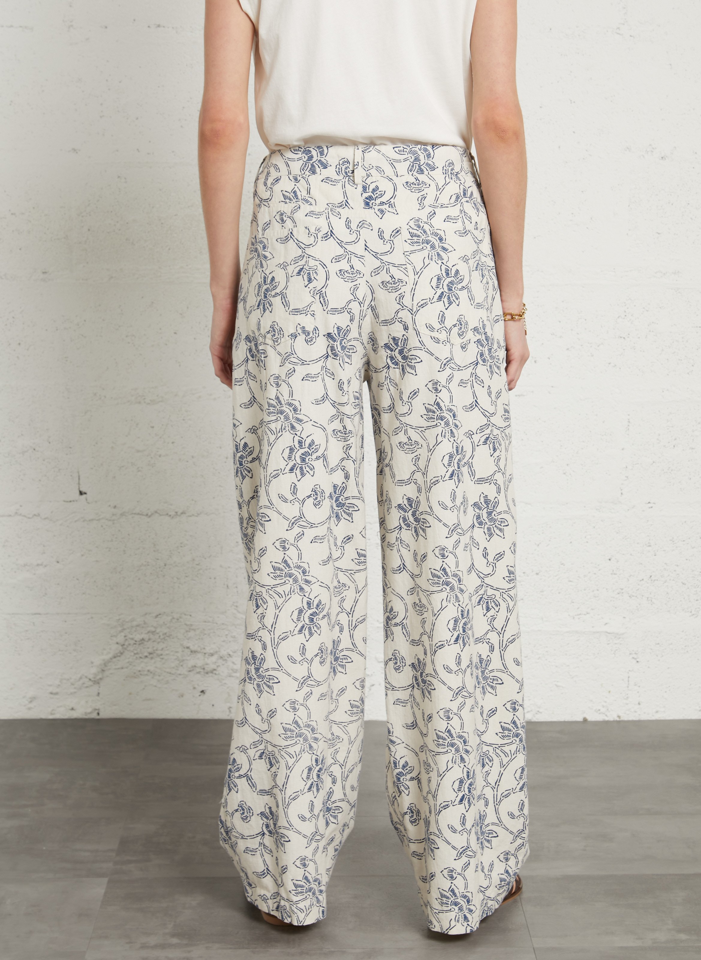 Pantalon large imprimé MAISON HOTEL Blanc