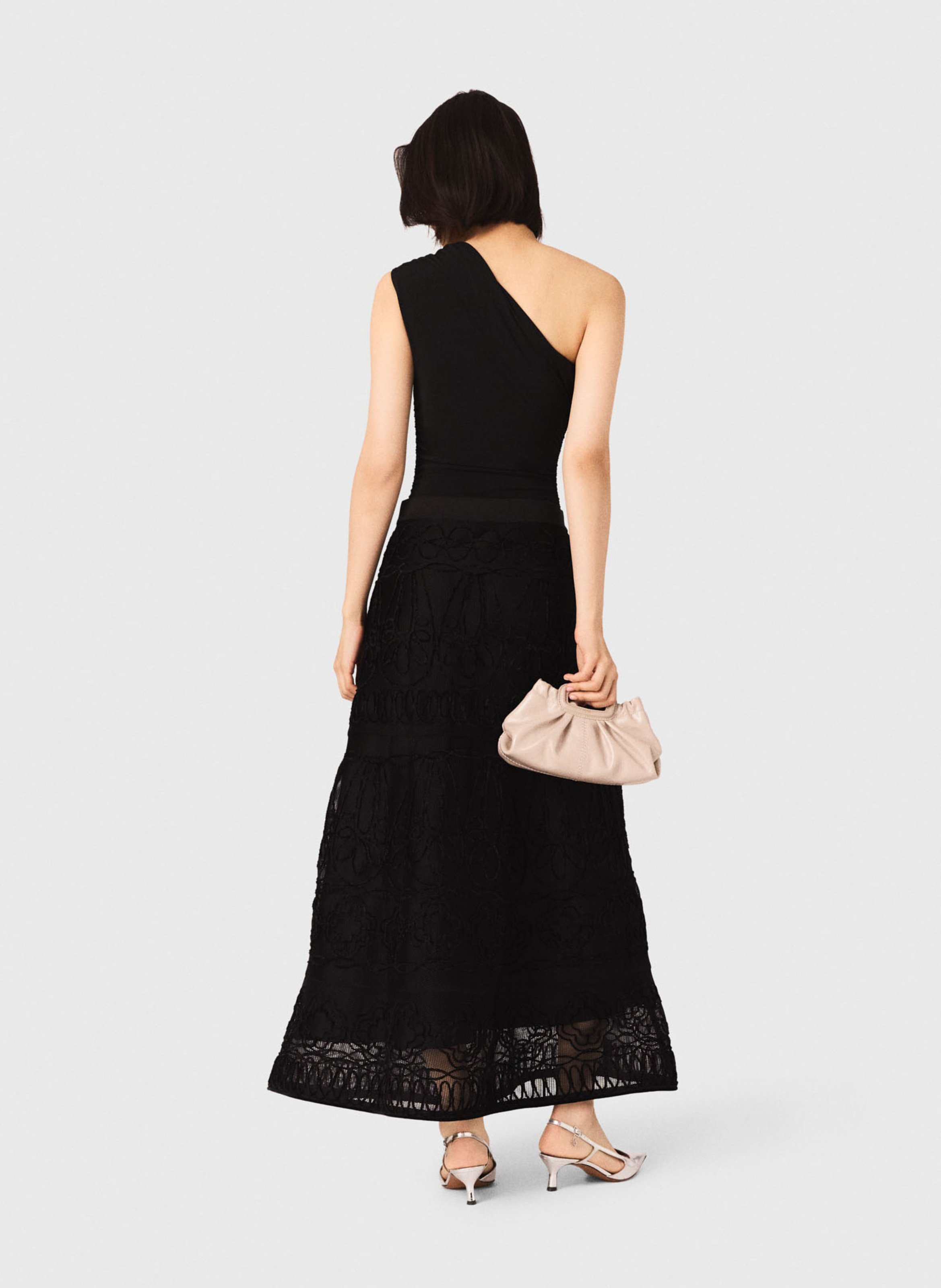 Body drapé asymétrique uni MAJE Noir