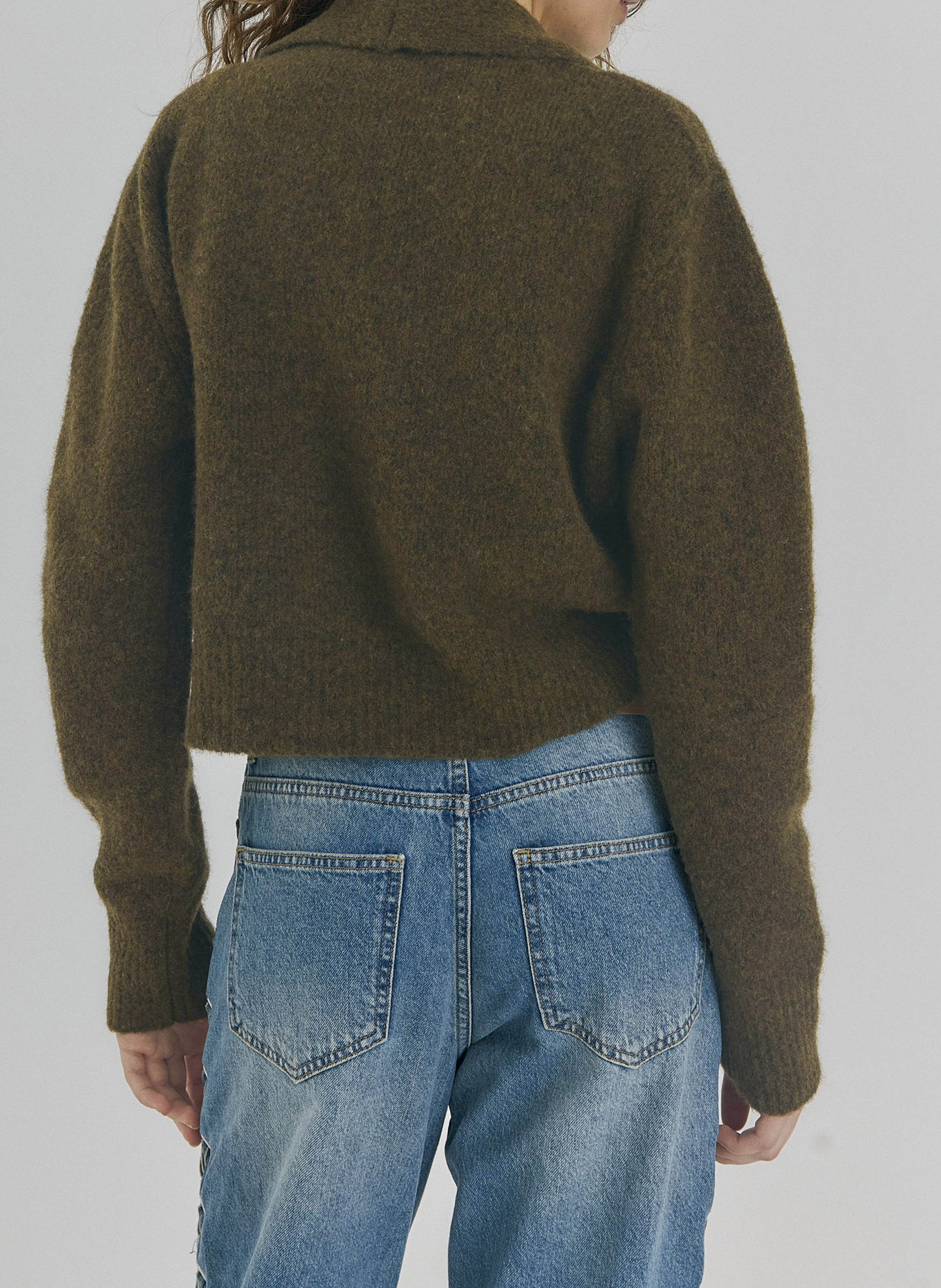 Kort oversized vest van gemengde wol NORR Groen