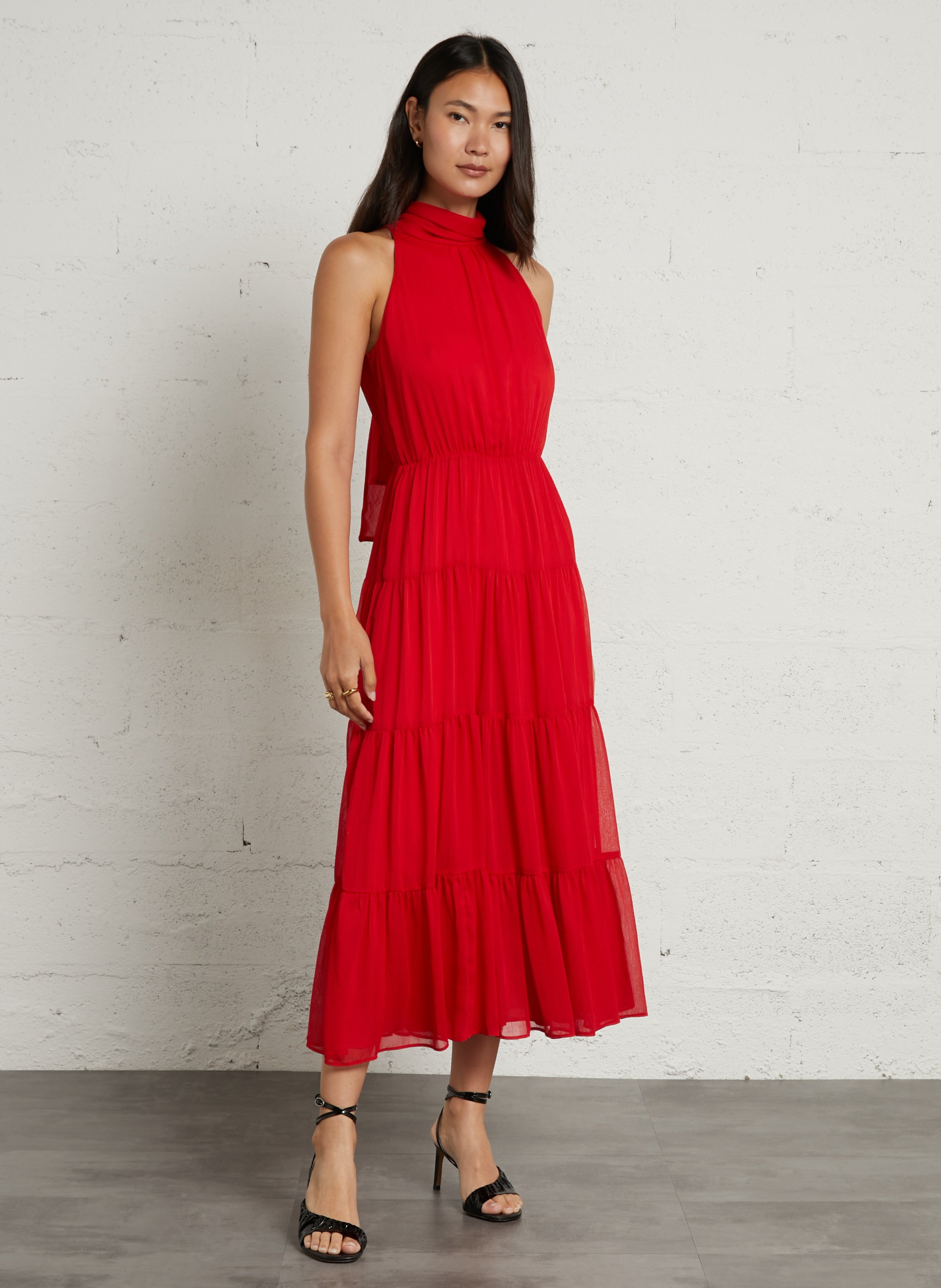 Robe longue col rond  SUD EXPRESS Rouge