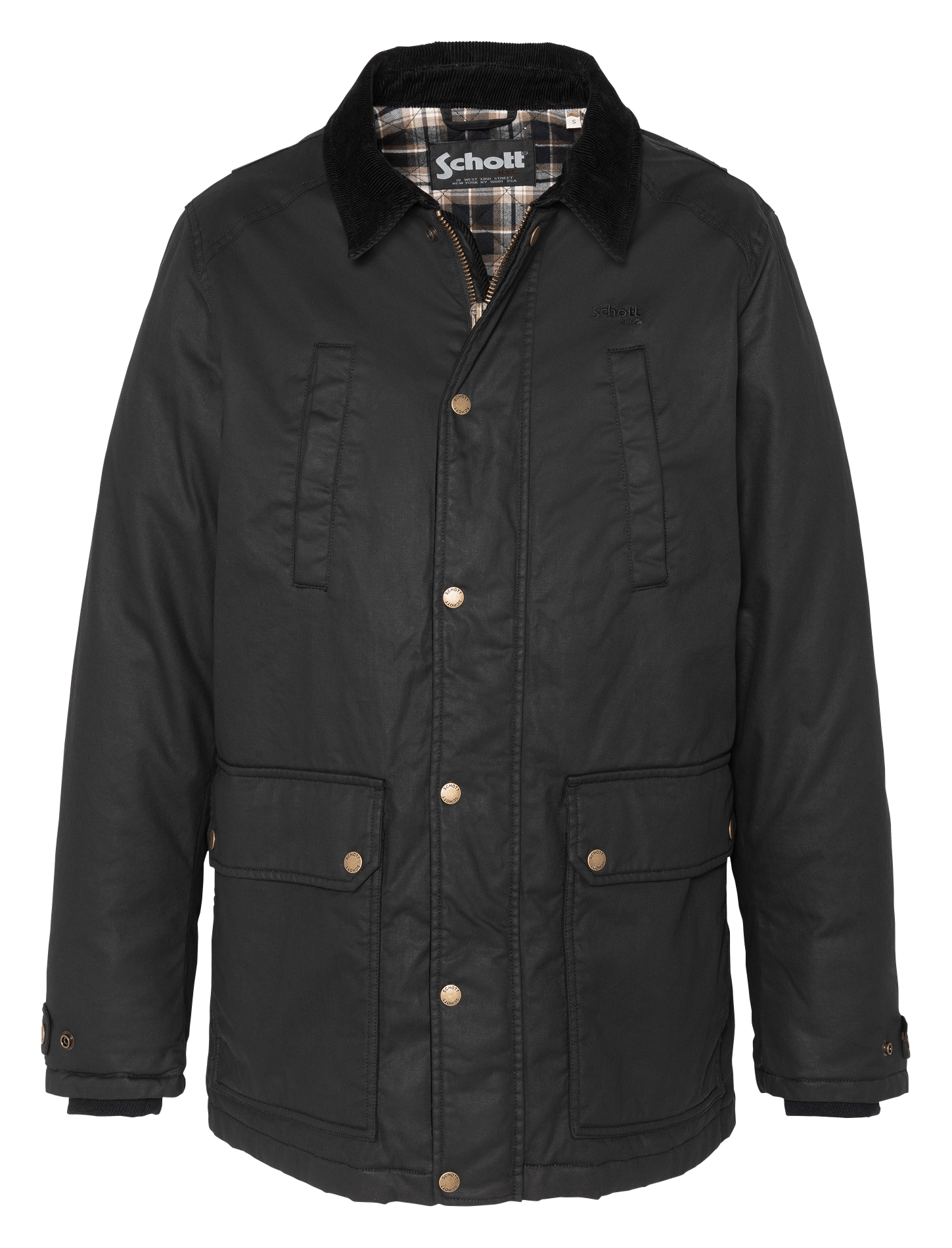 Straight cotton coat with a classic collar SCHOTT Black