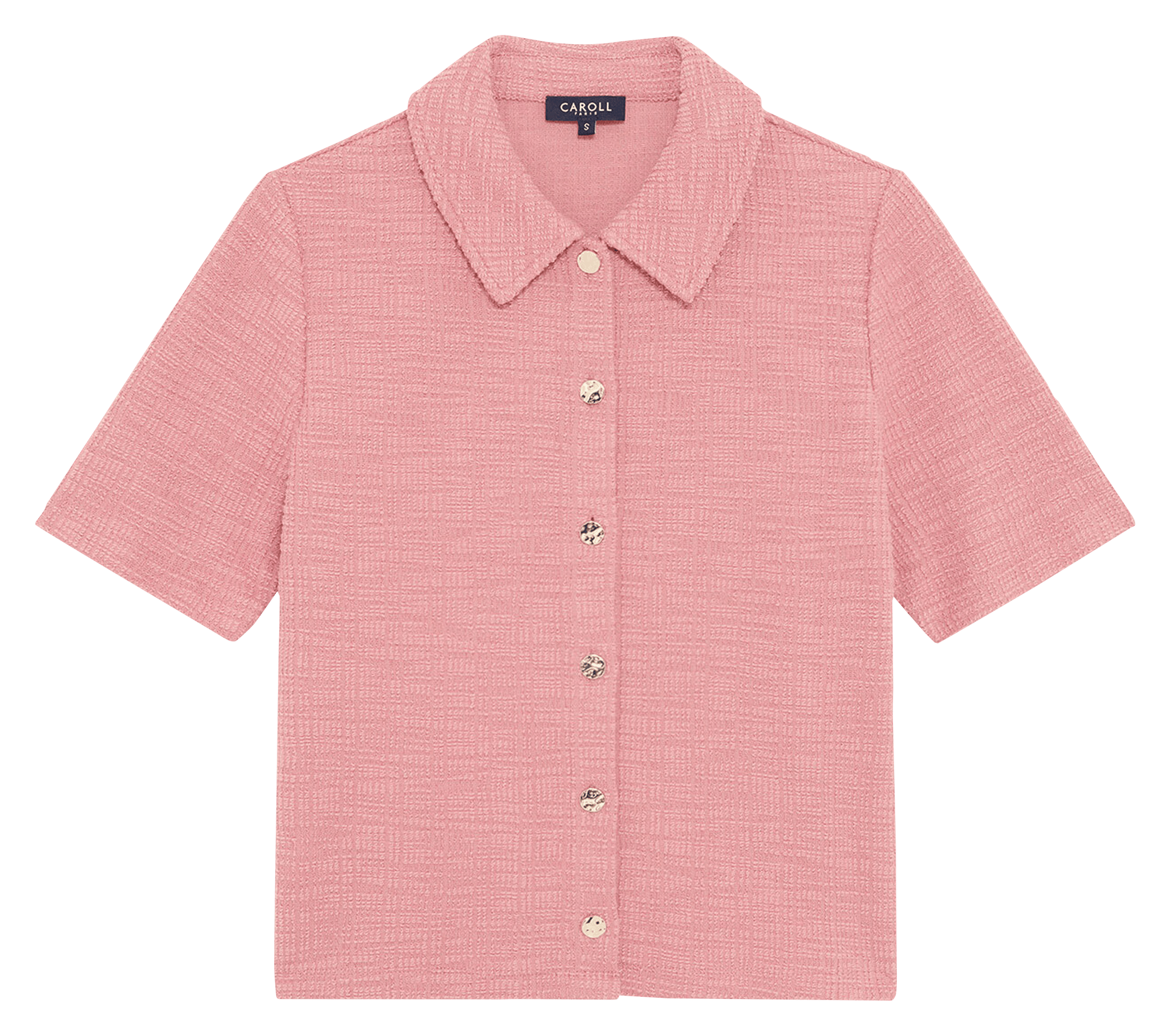 Top à boutons en coton mélangé CAROLL Rose