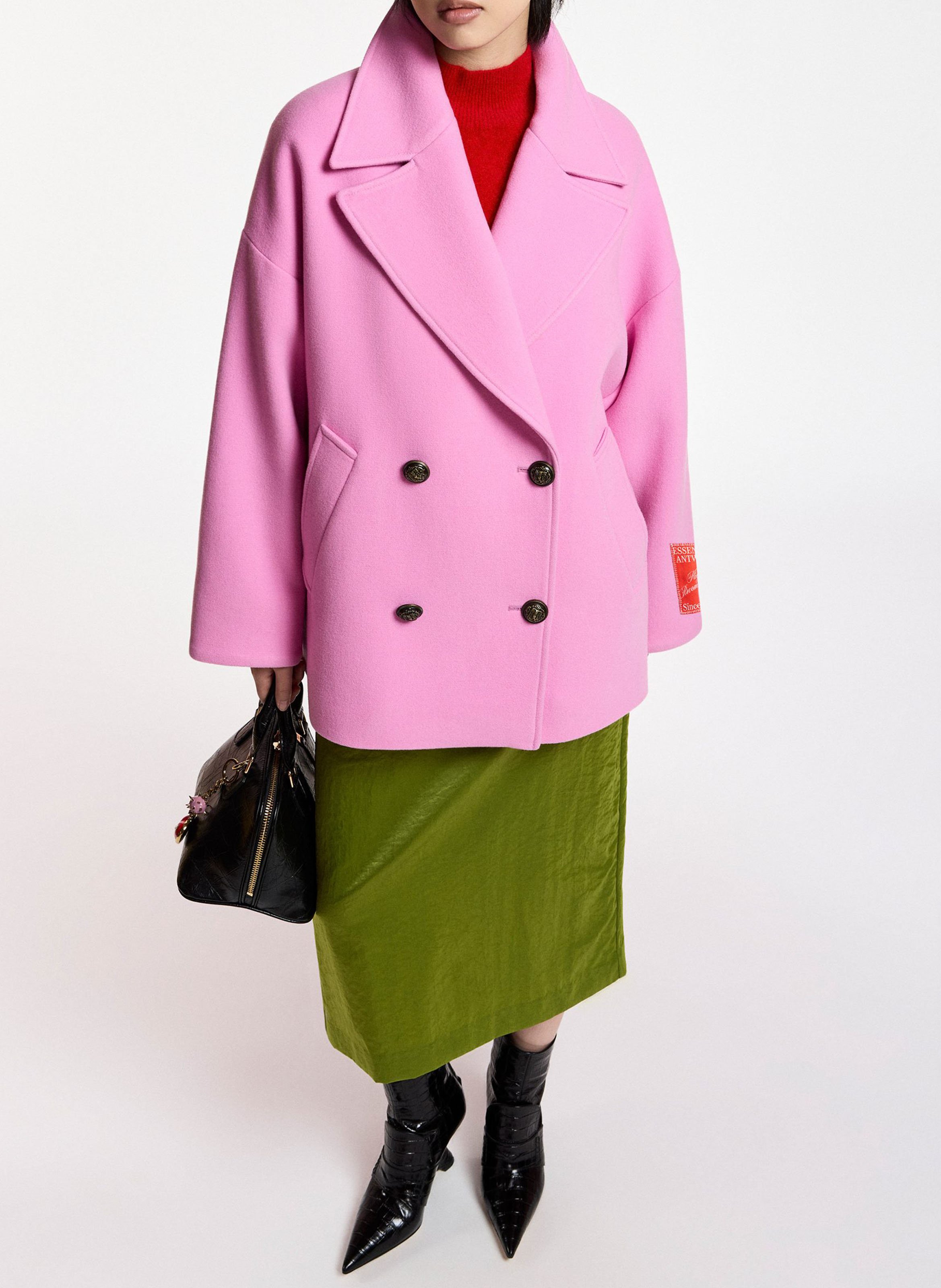 Wool tailored collar coat ESSENTIEL ANTWERP Pink