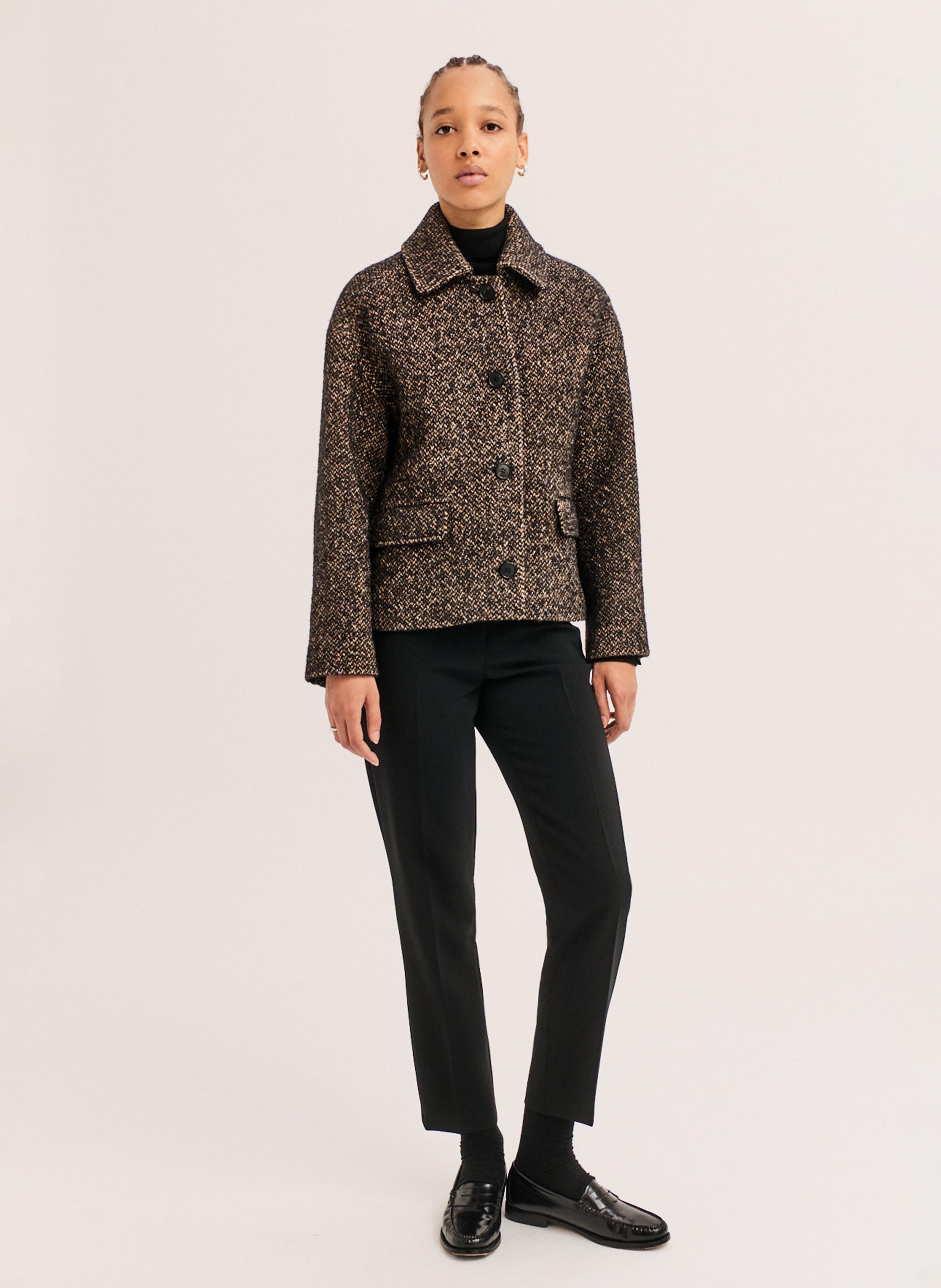 Manteau court en coton mélangé PABLO Noir