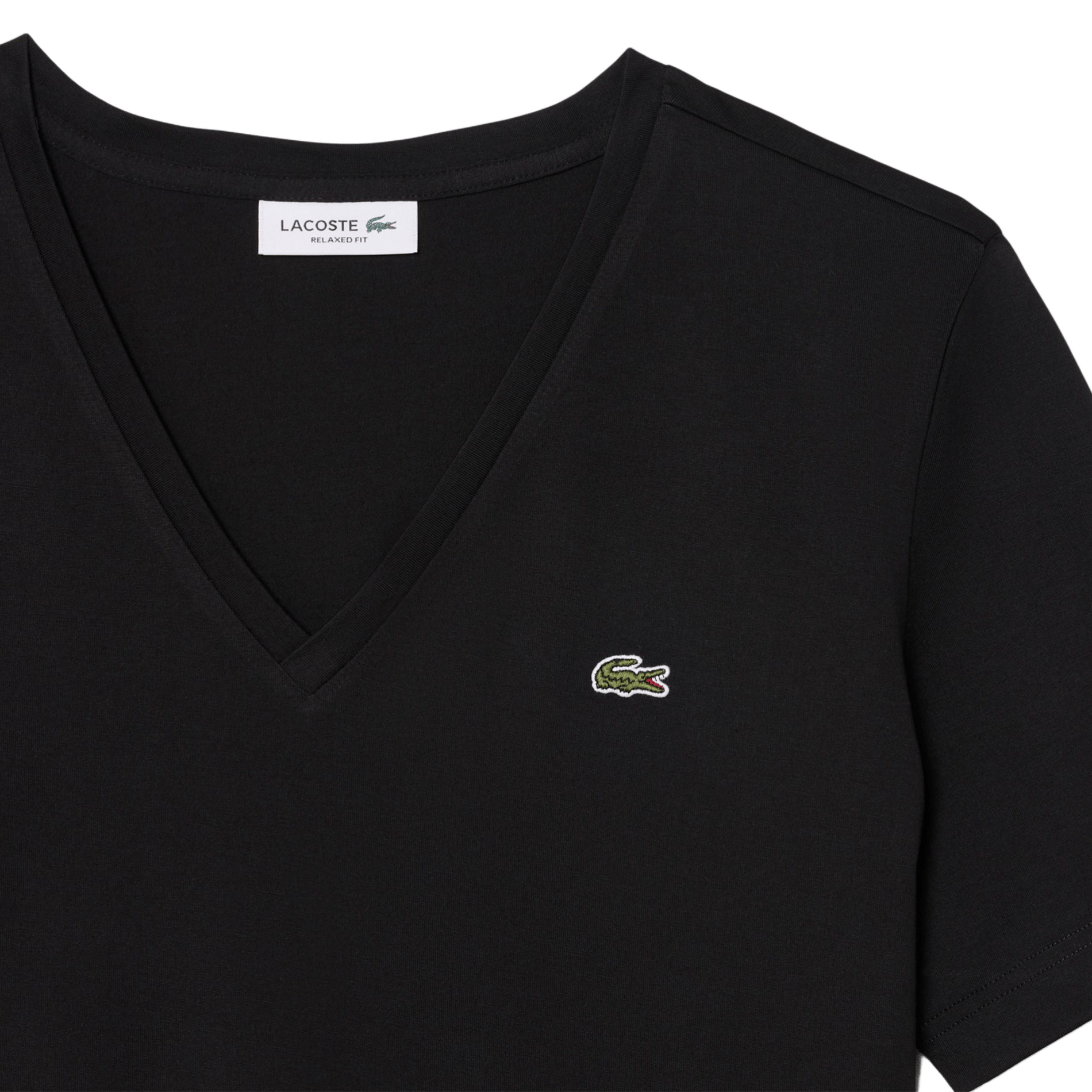 T-Shirt mit V-Ausschnitt aus Baumwolle LACOSTE Schwarz