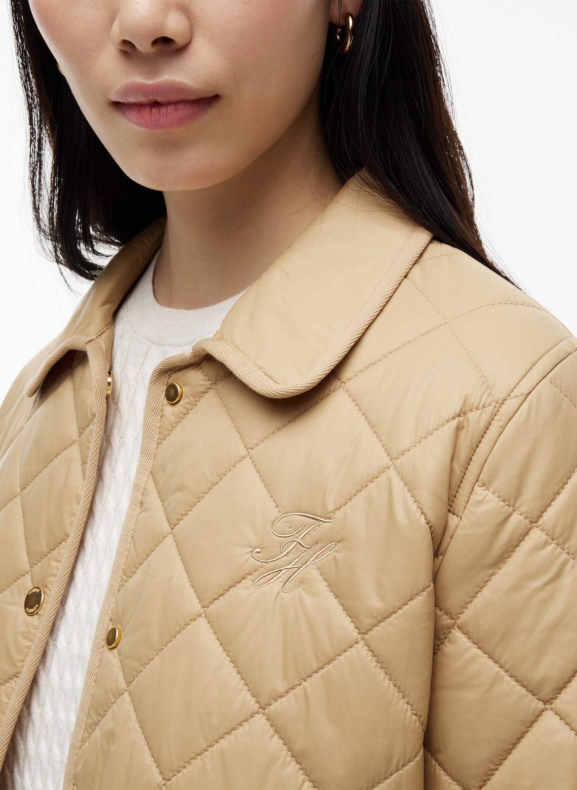 Quilted straight-cut jacket TOMMY HILFIGER Beige