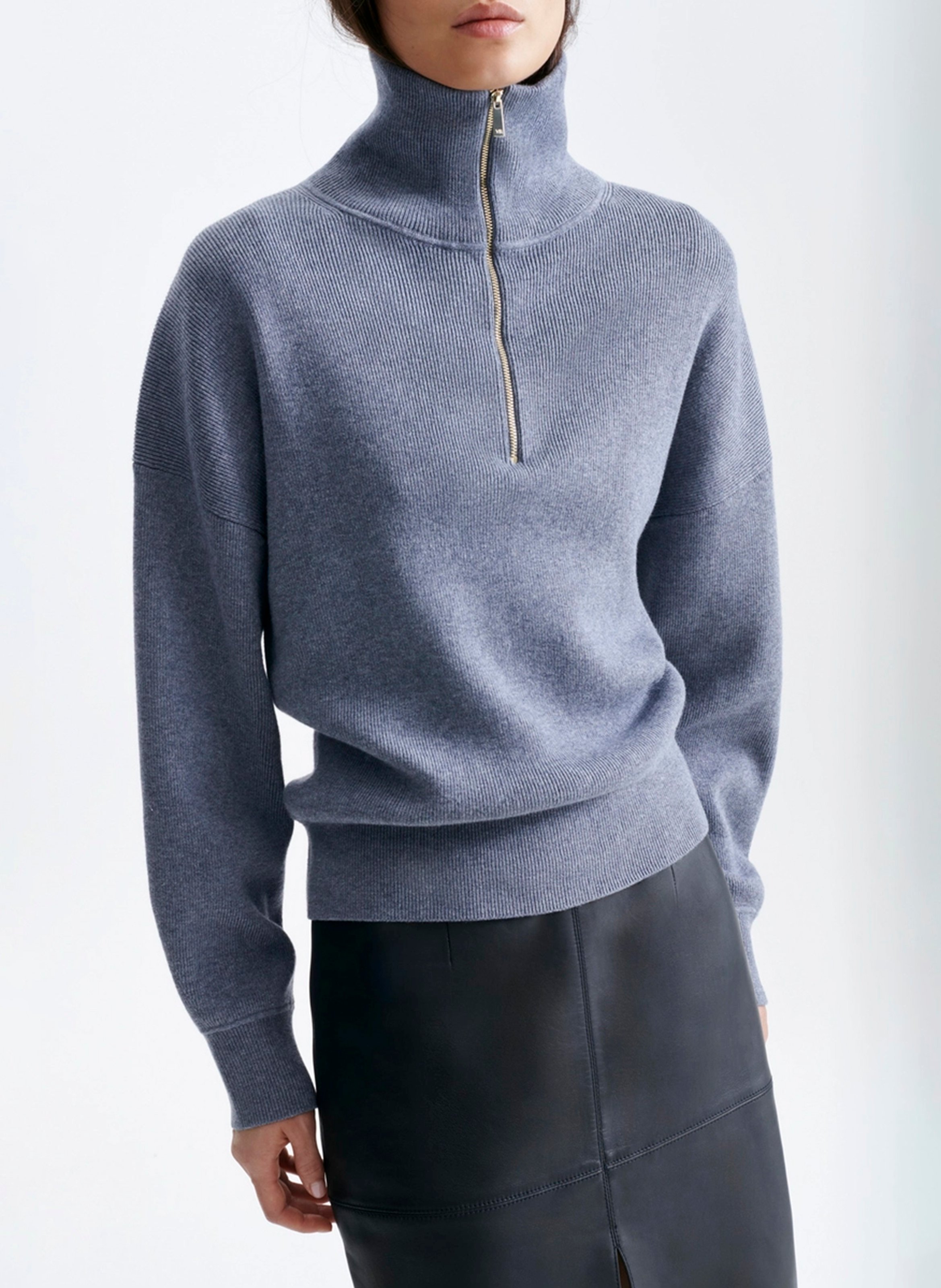 Jersey de mezcla de lana con cuello de cremallera VANESSA BRUNO Gris