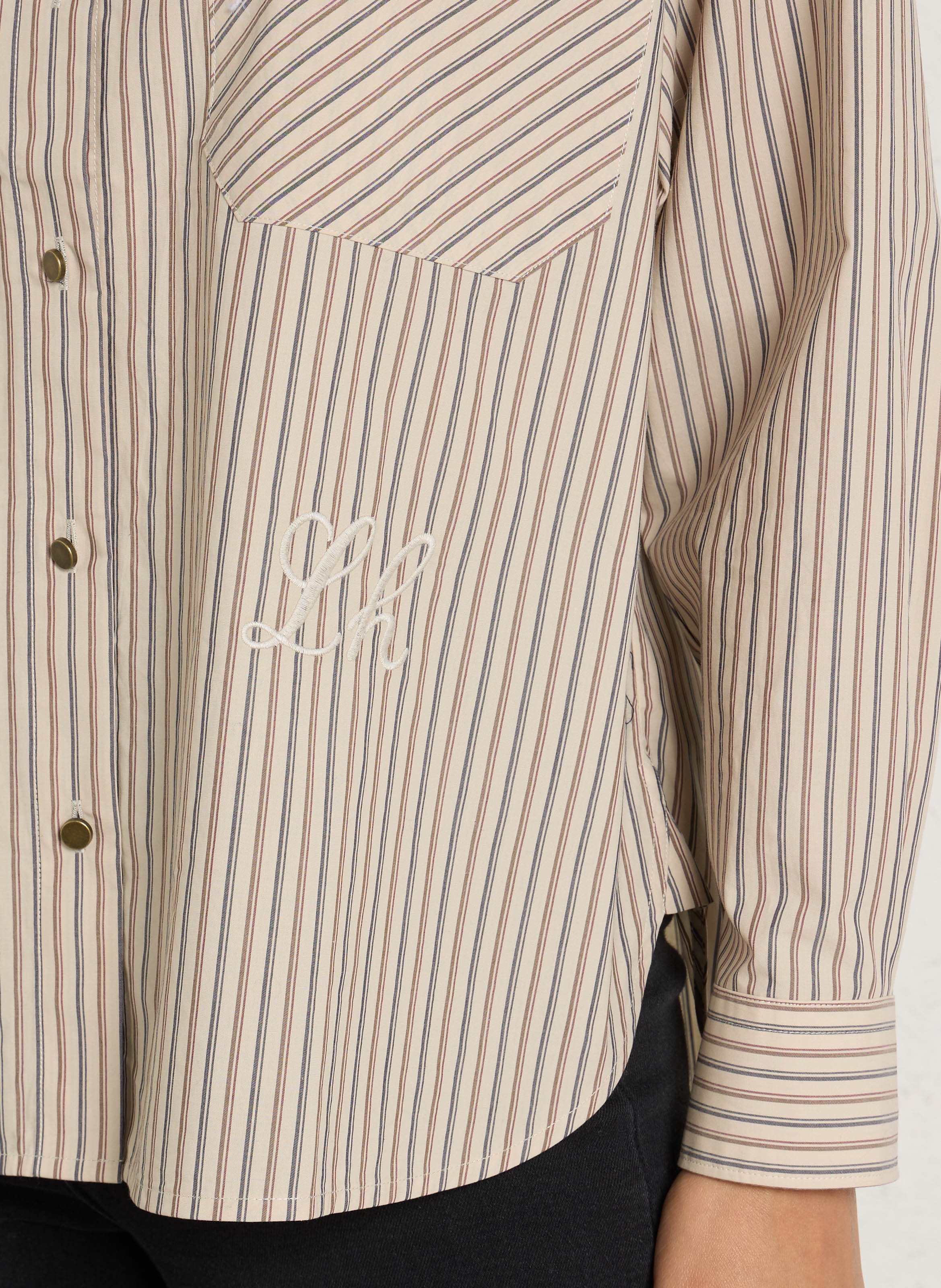 Gestreepte, katoenen blouse LEON & HARPER Beige