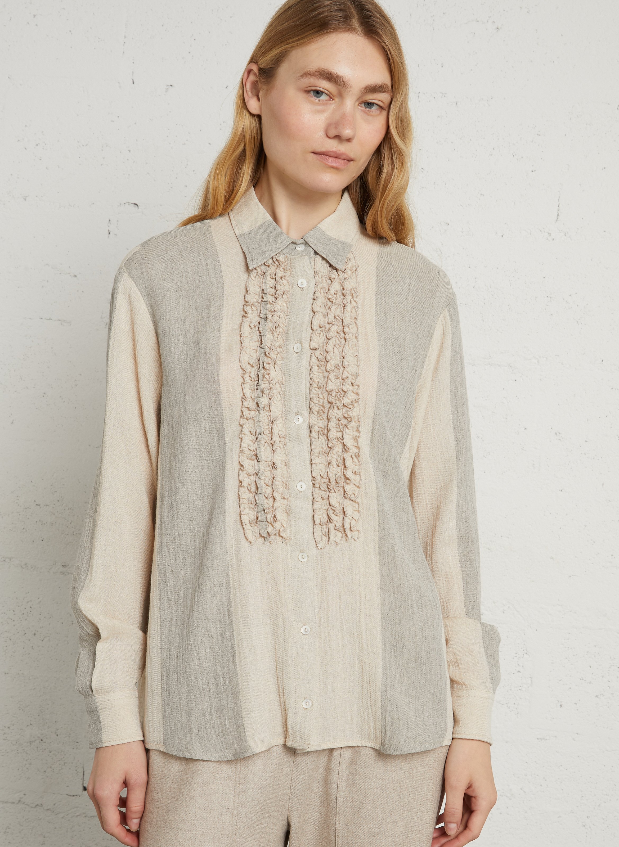 Gestreepte gerimpelde blouse DIEGA