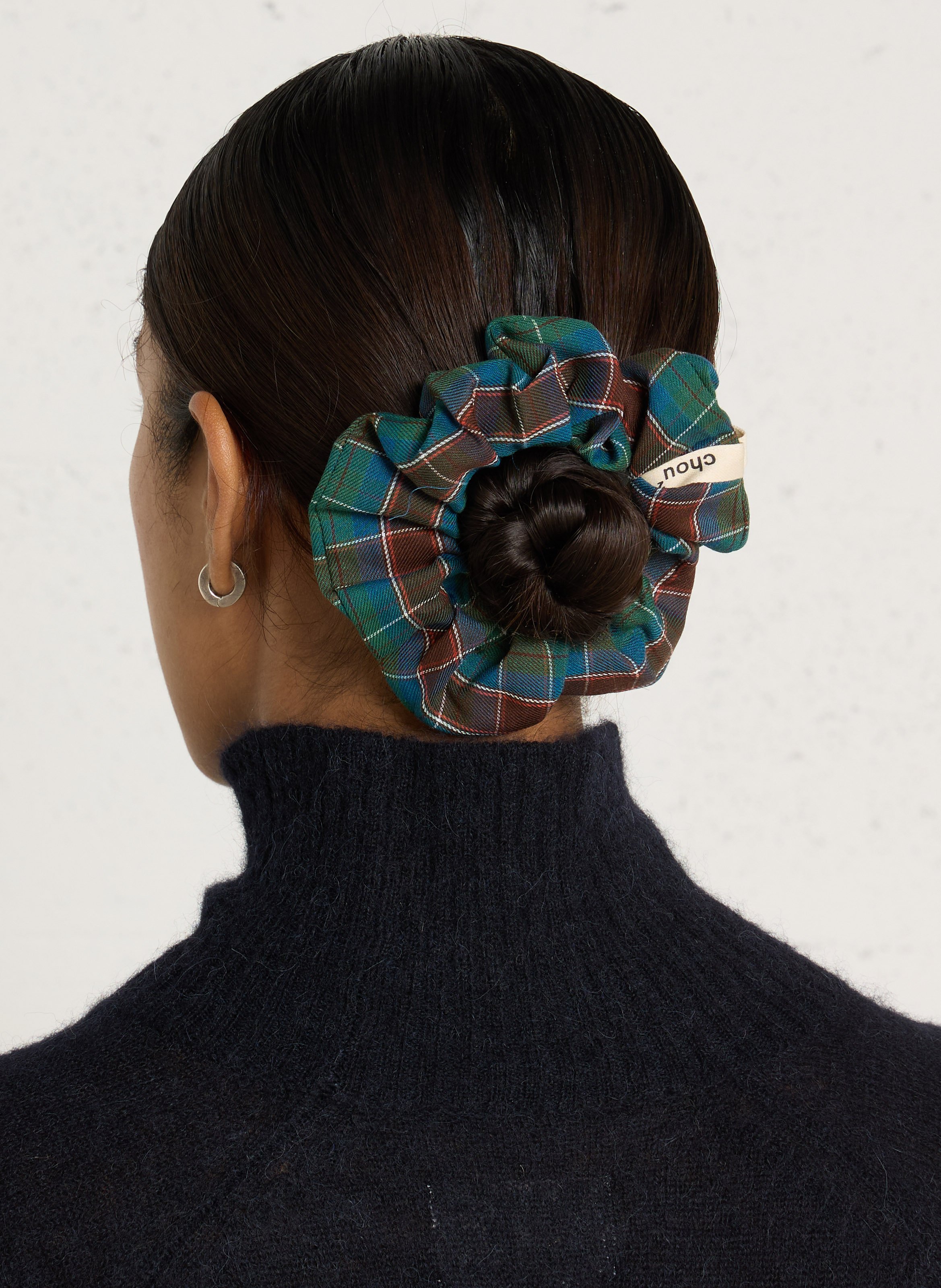 Tartan scrunchie CHOU AU CARRE Green