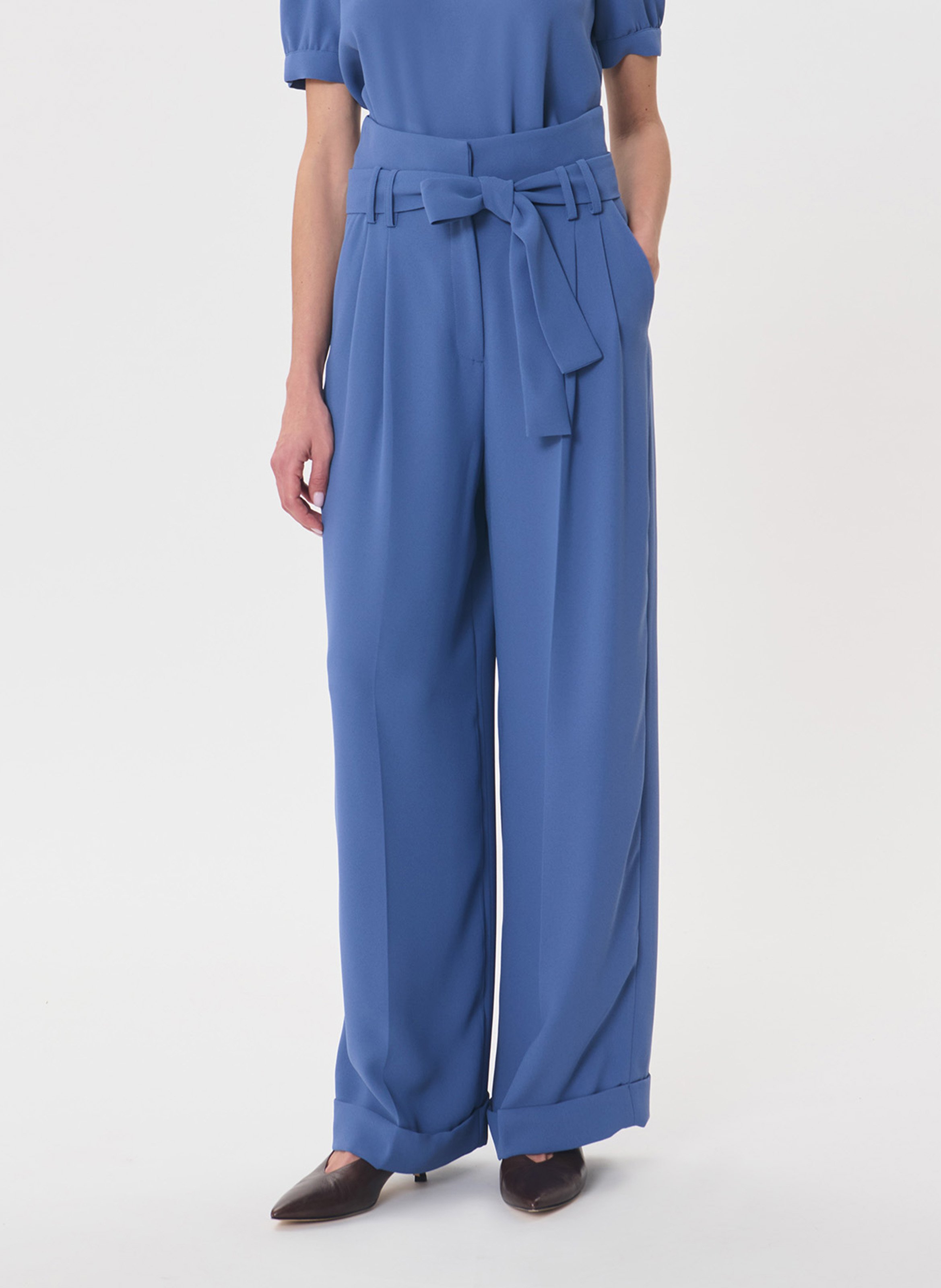 Wijde, effen broek TARA JARMON Blauw