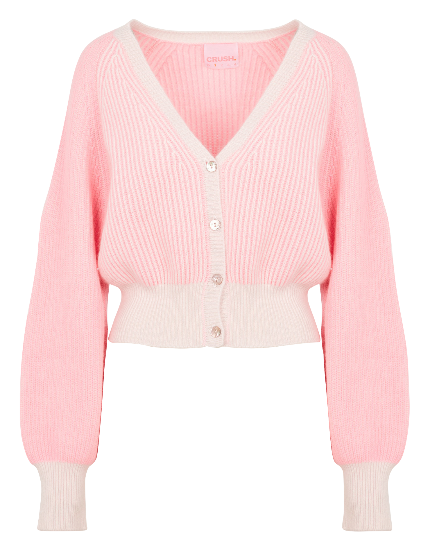 Kort, gestreept vest van kasjmier met V-hals CRUSH