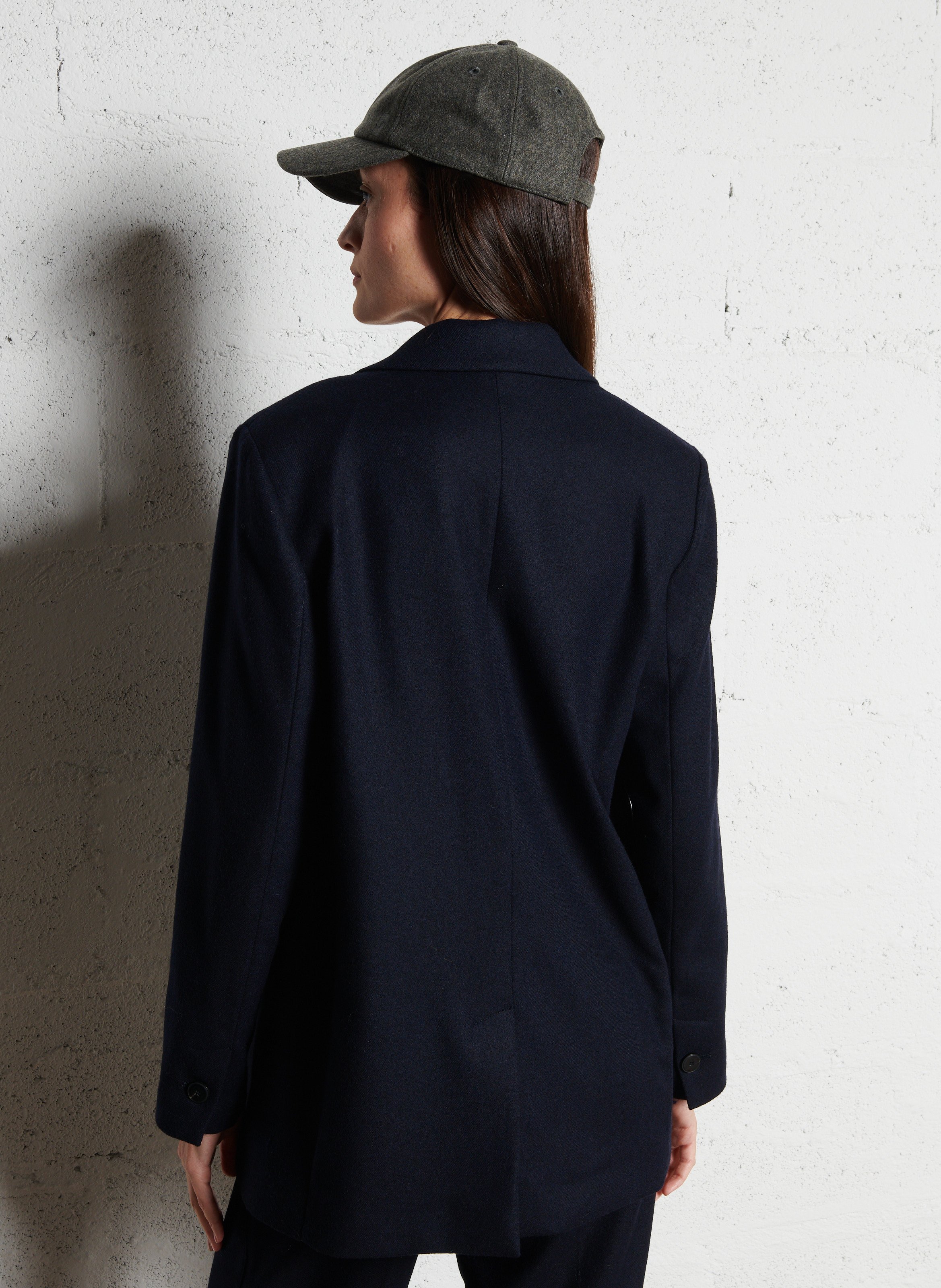 Veste de costume col tailleur en laine mélangée POMANDERE Bleu