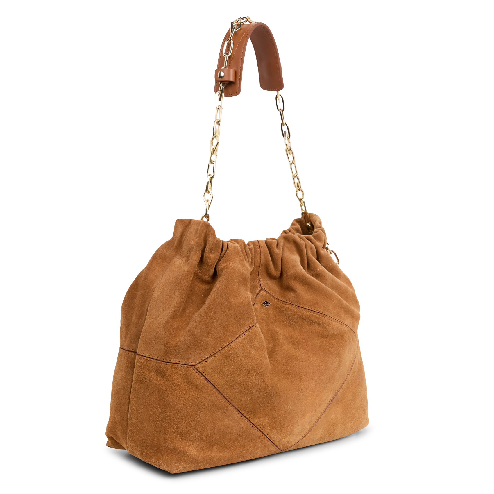 Sac bandoulière tote en cuir velours BA&SH Marron