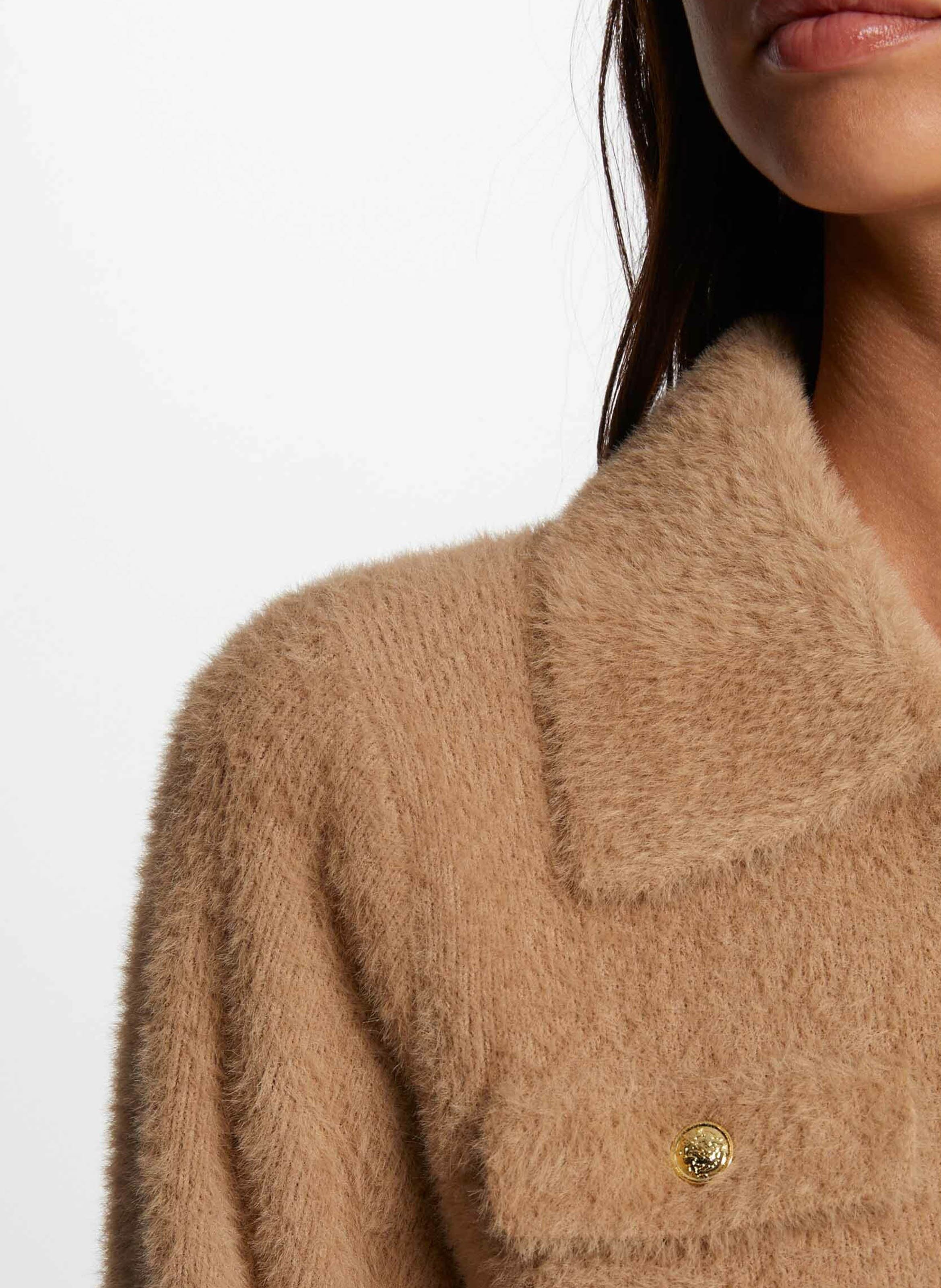 Gilet droit en fourrure synthétique MORGAN Marron